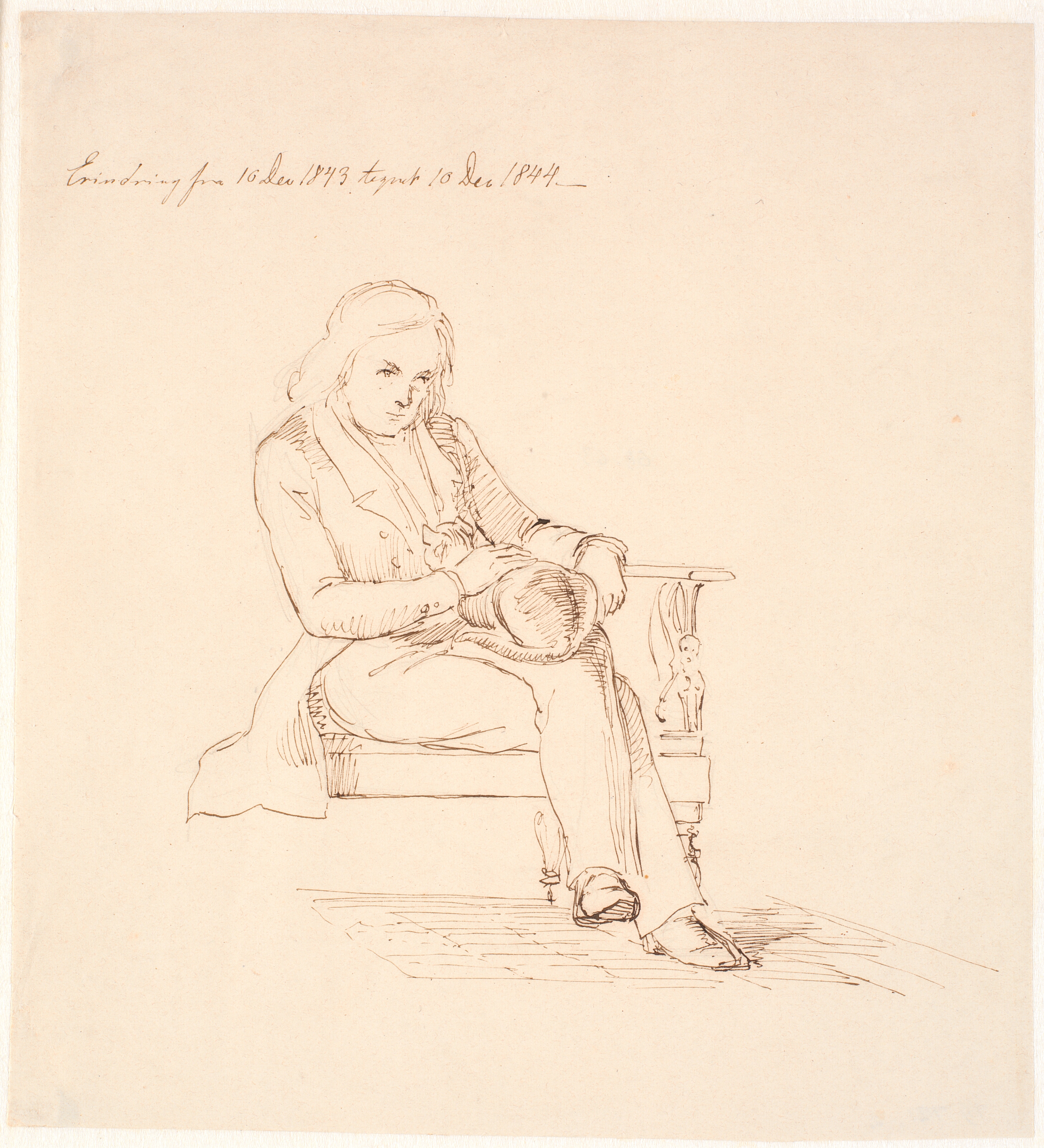 Thorvaldsen siddende i en sofa