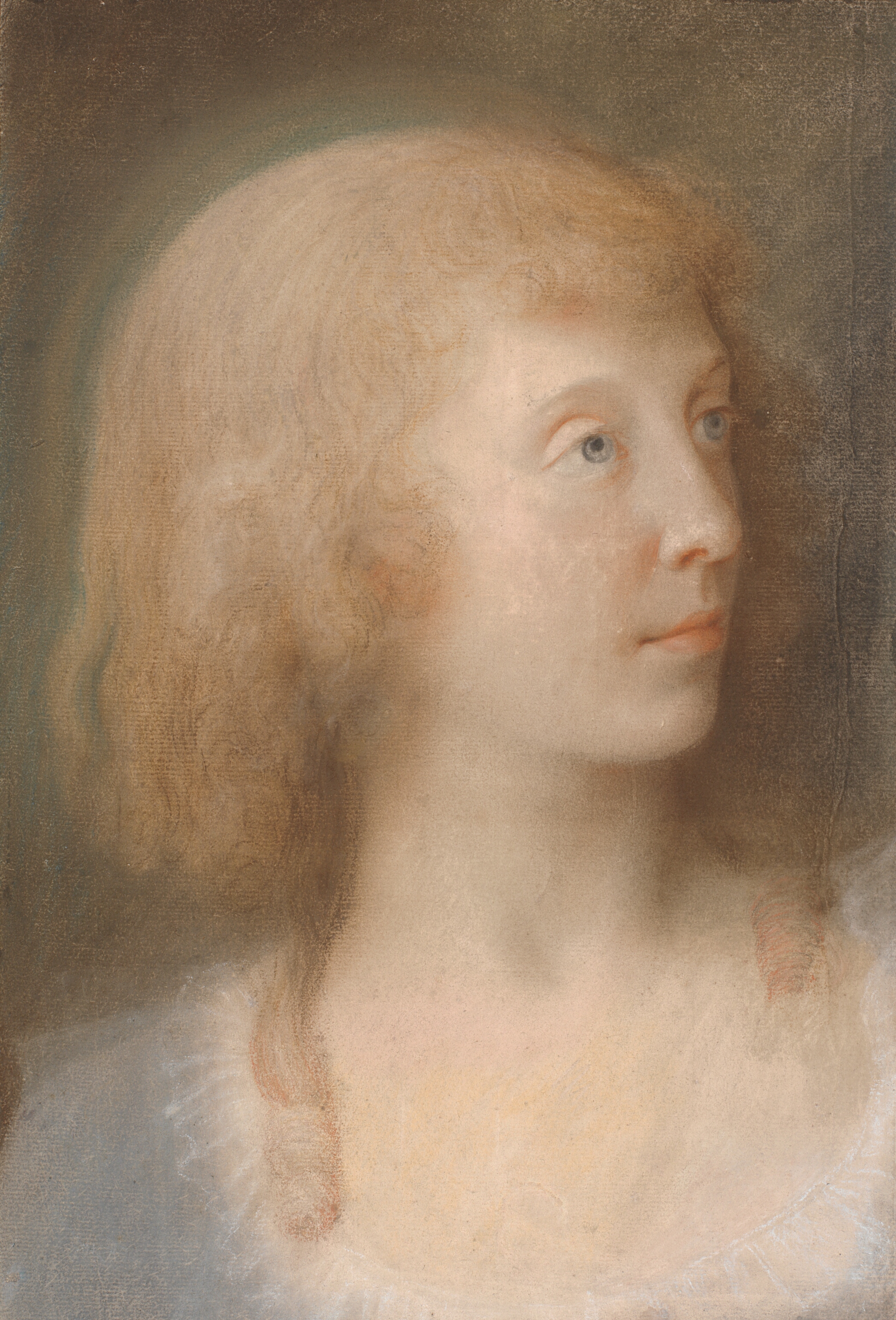 Portræt af Anna Barbara Damkier, trekvart profil mod venstre