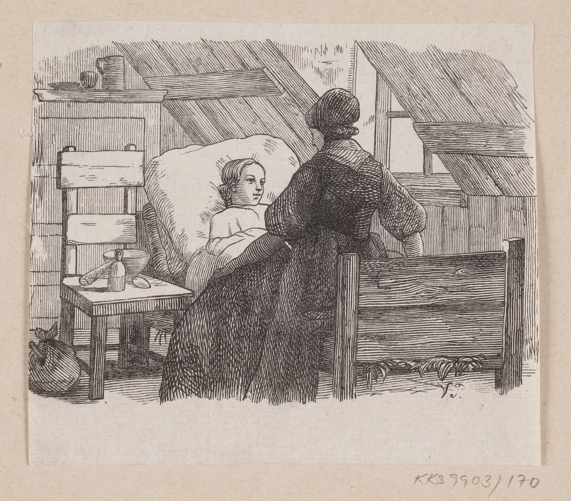 Illustration til "Fem fra en Ærtebælg" i H.C. Andersen, "Eventyr og Historier", Bind 2