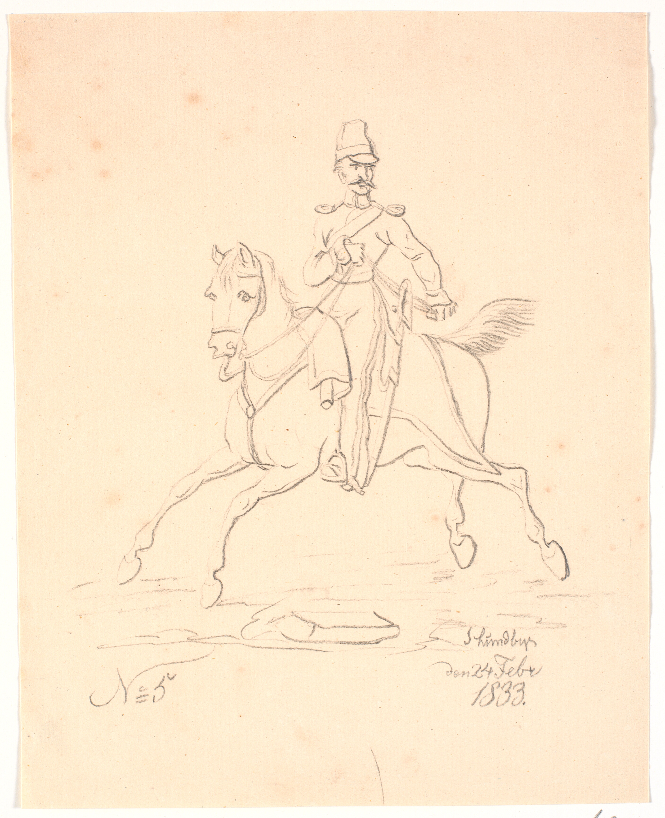 Soldat til hest, vendt mod venstre