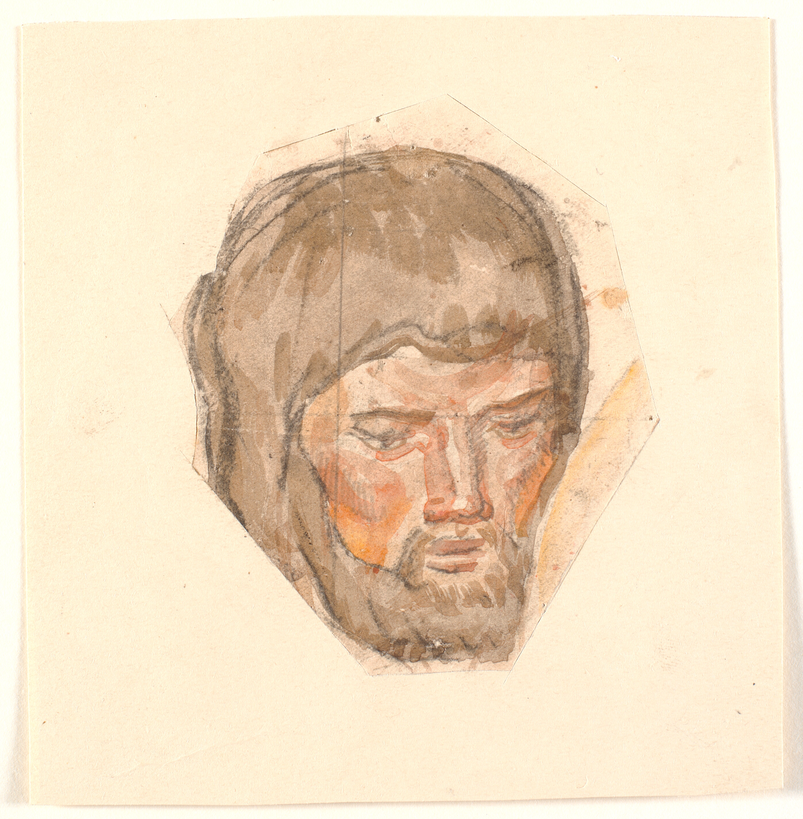 Studie af hovedet af skægget mand