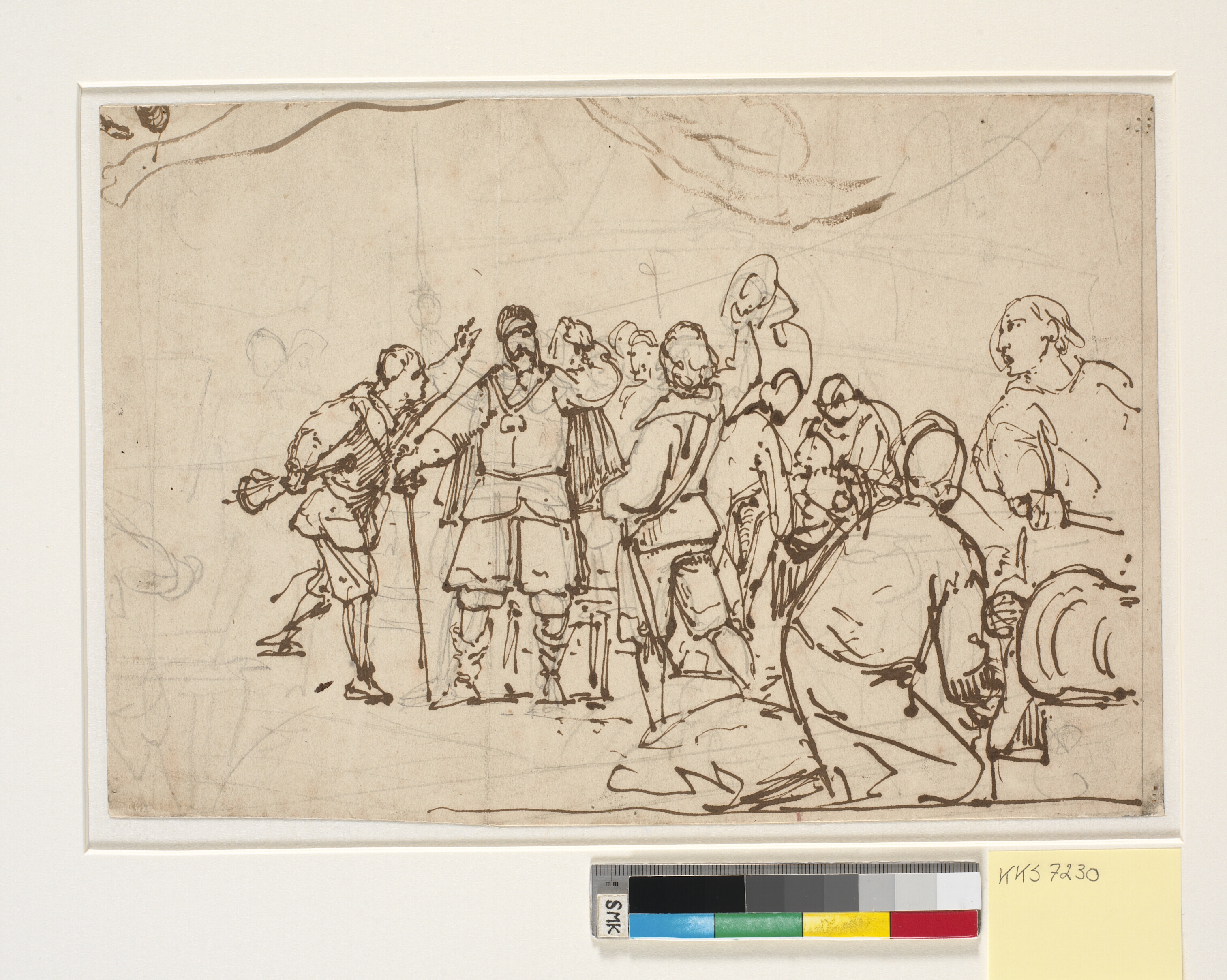 Udkast til maleriet i Chr. IV's kapel i Roskilde "Chr. 4. på Trefoldigheden"