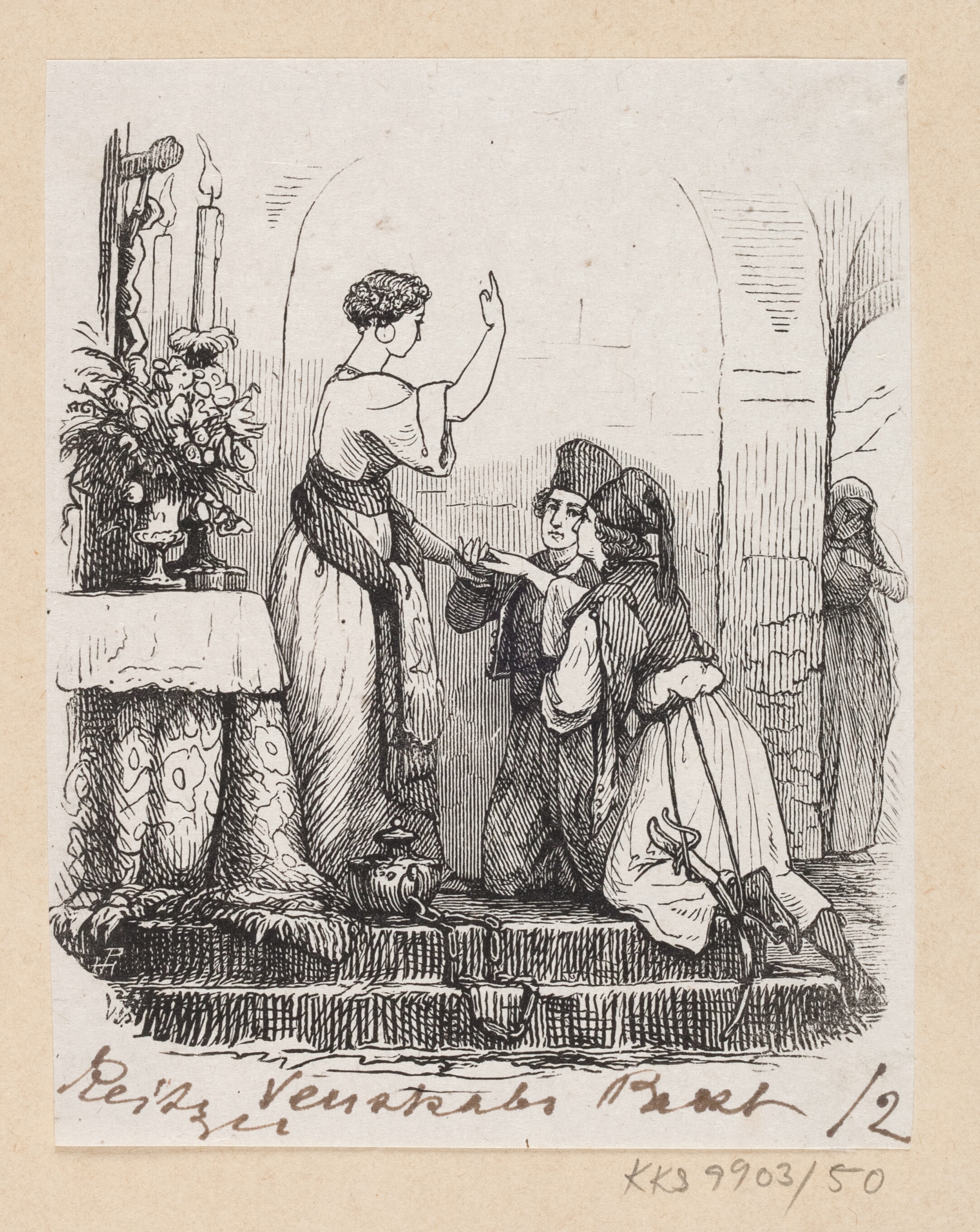 Illustration til "Venskabs-Pagten" i H.C. Andersen, "Eventyr og Historier", Bind 1