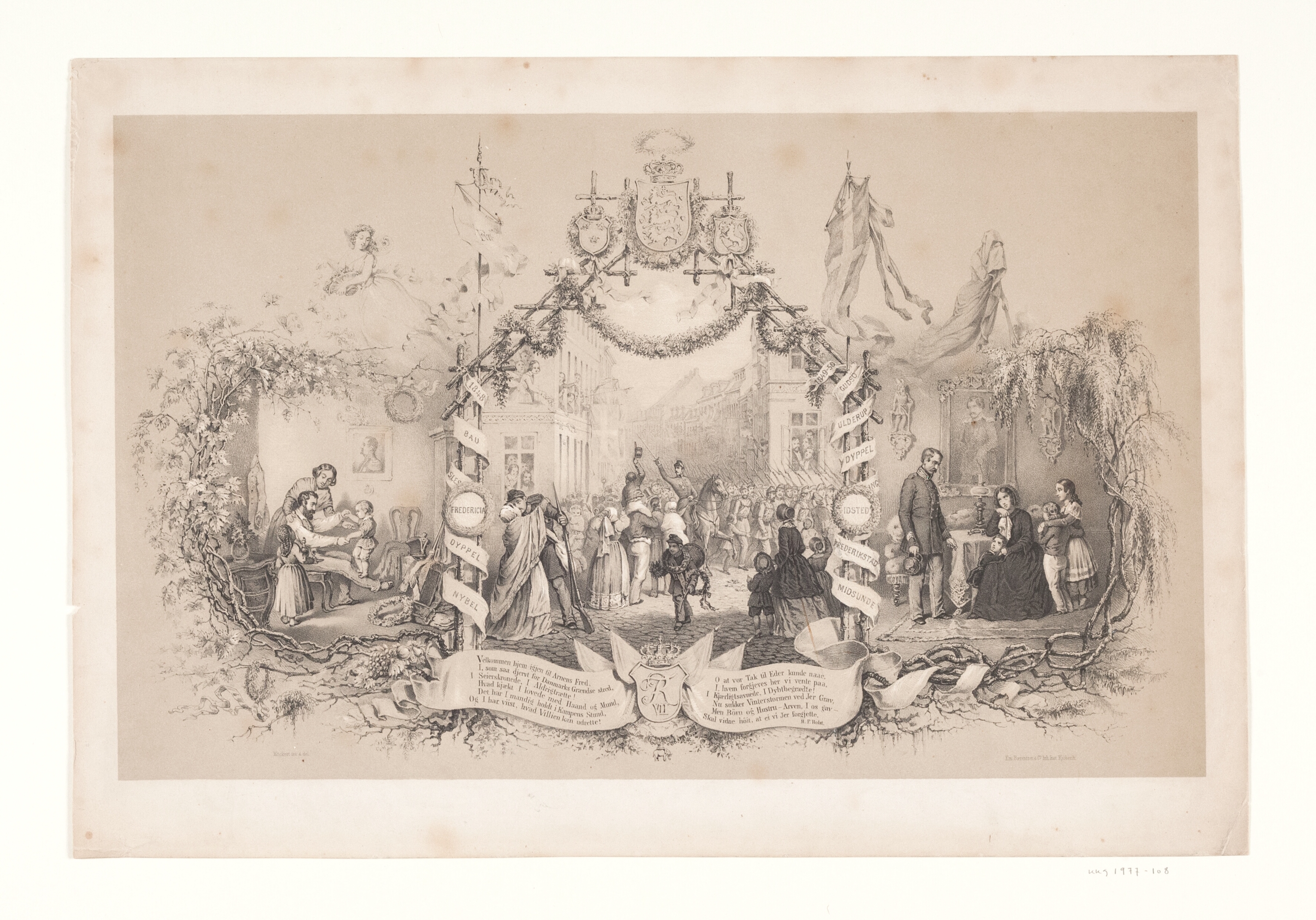 Mindeblad over troppernes hjemkomst efter krigen 1848-1850