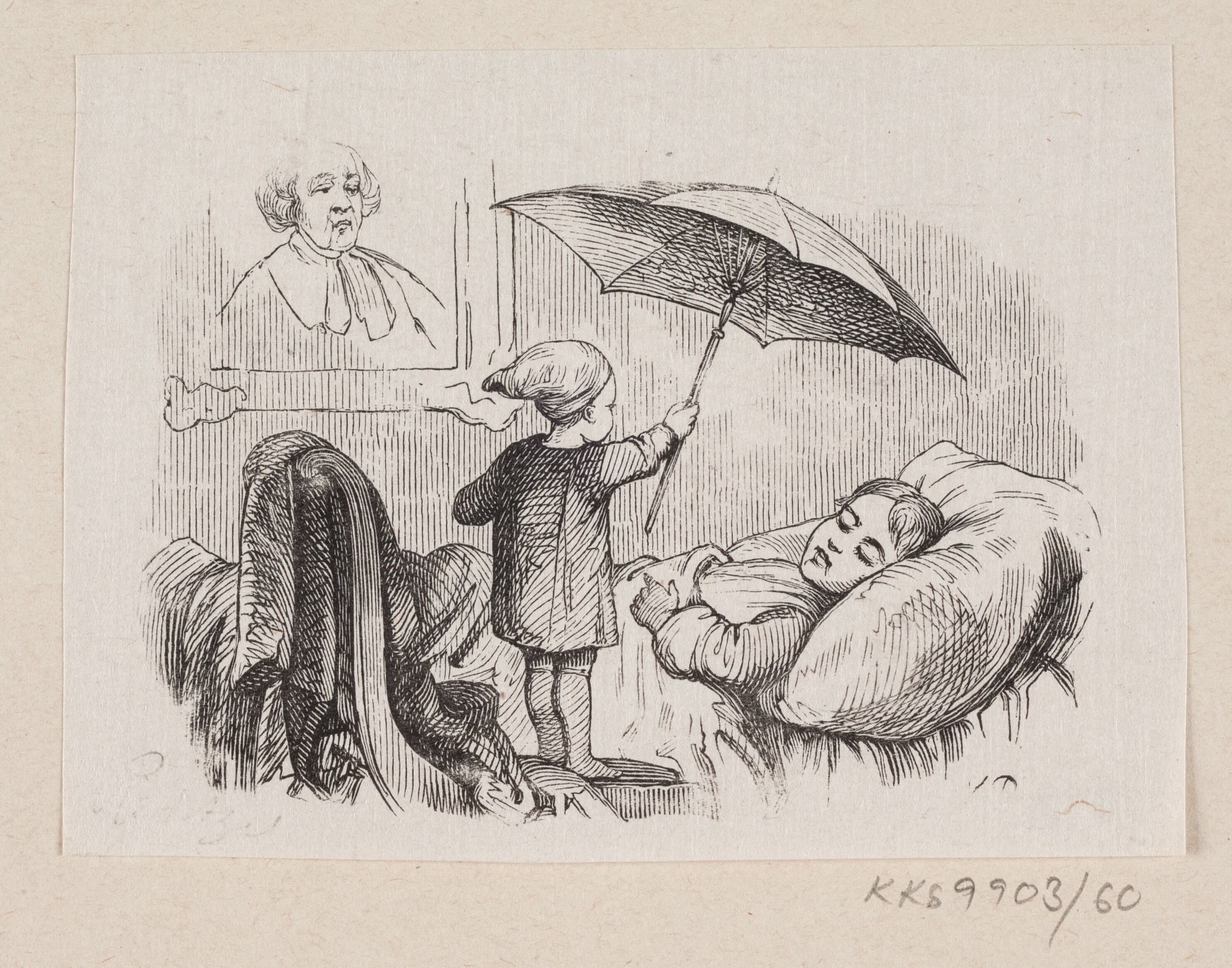 Illustration til "Ole Lukøie" i H.C. Andersen, "Eventyr og Historier", Bind 1