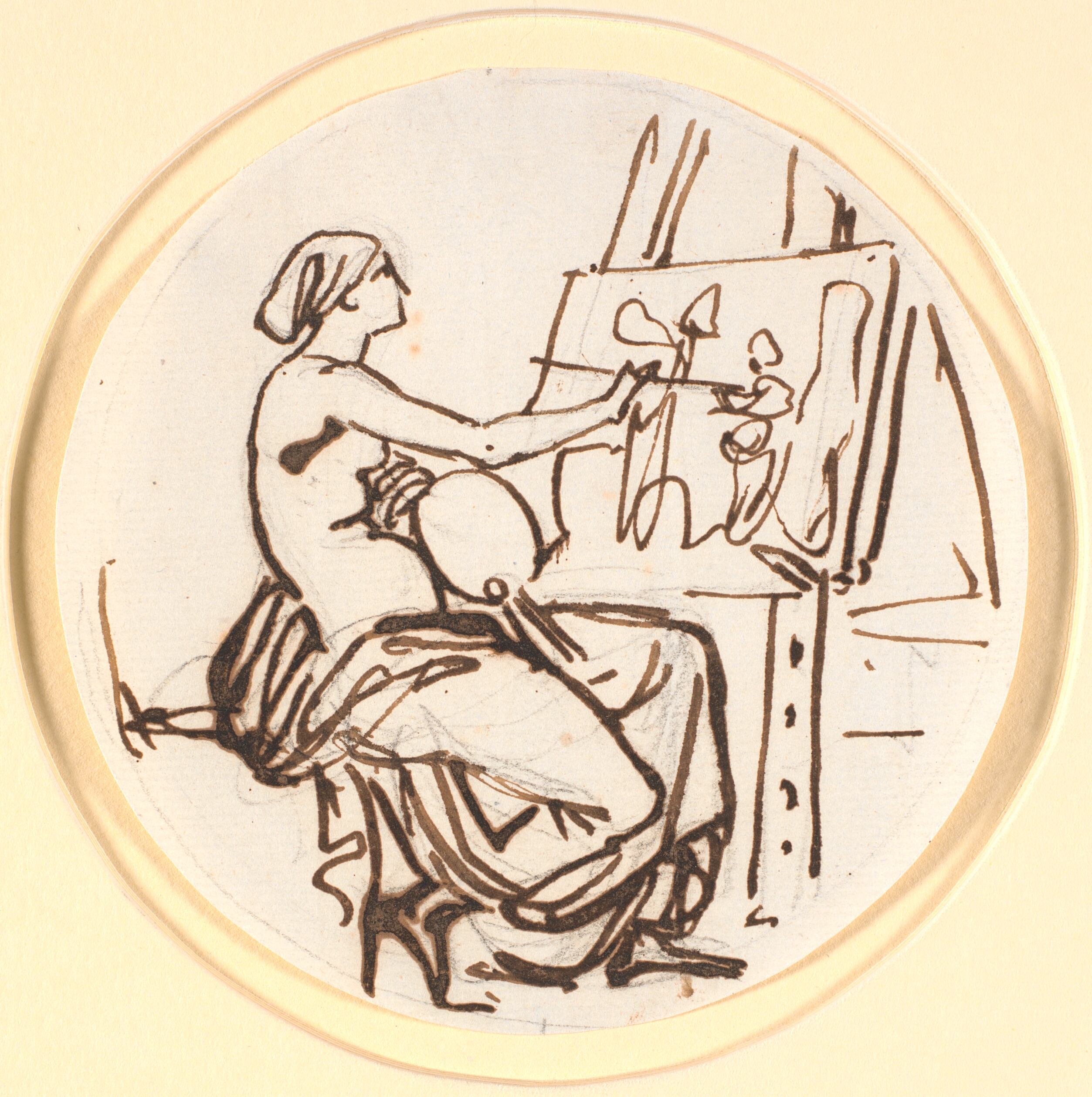 Malerkunstens genius. Cirkelrund komposition