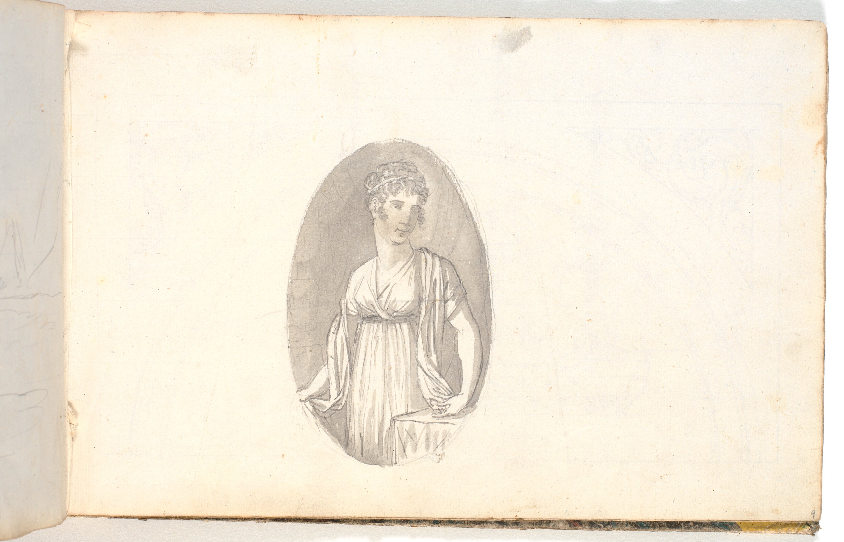 Portræt af en und kvinde i samtidig dragt, oval ramme