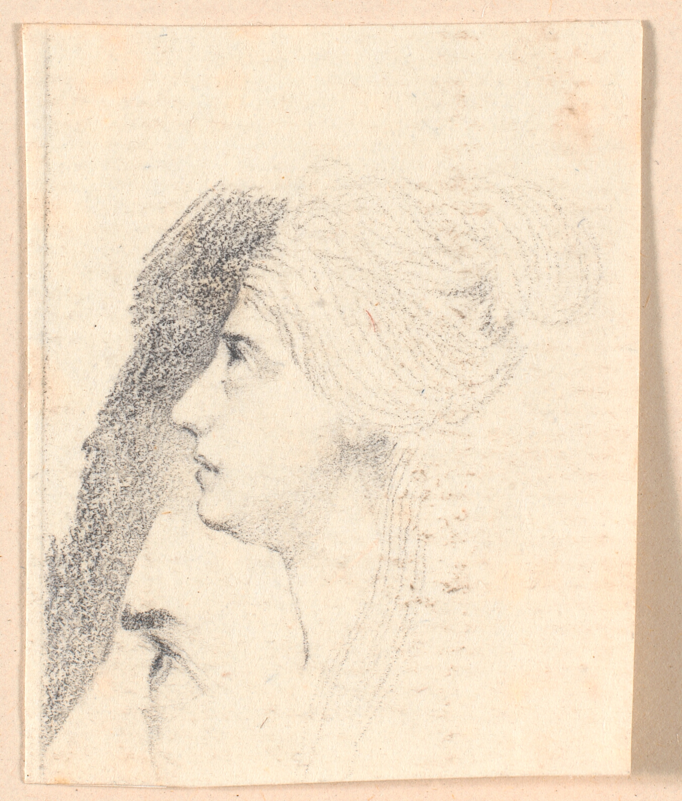 Skuespillerinden Mme Frydendahl, født Møller. Profil mod venstre