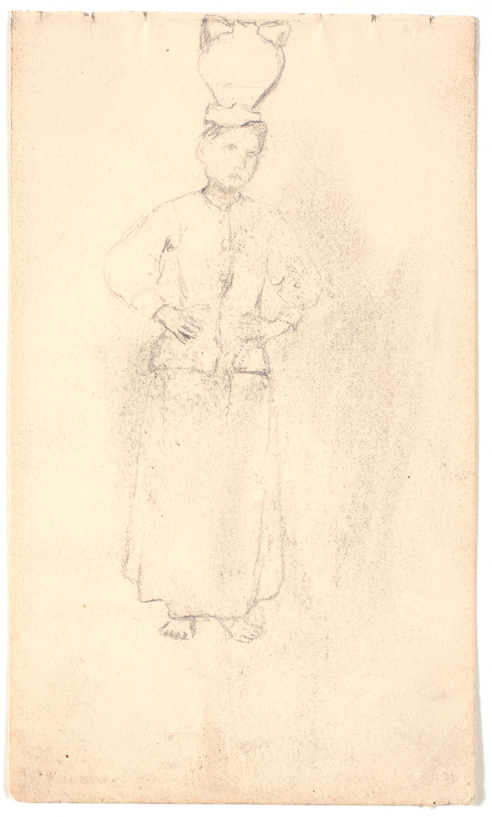 Italiensk pige med krukke på hovedet. Terracina