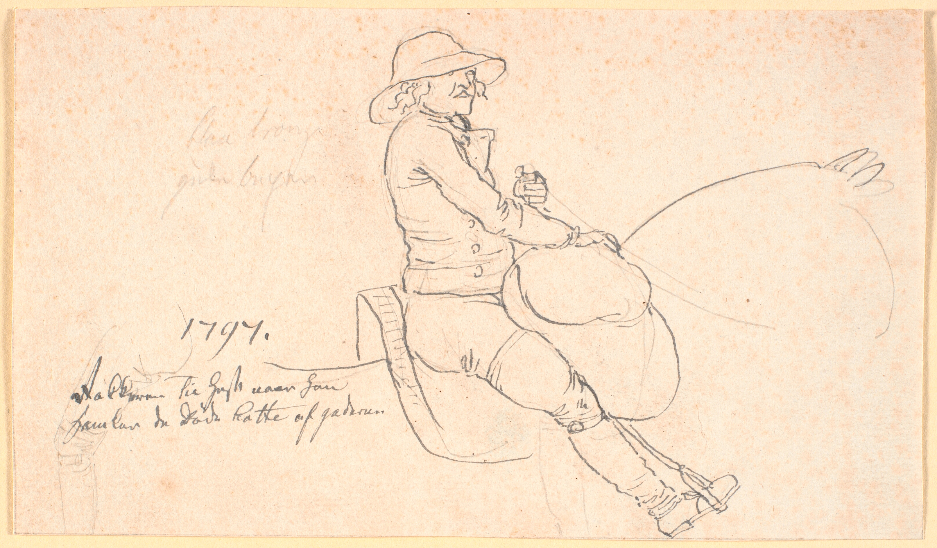 Rakkeren til hest når han samler de døde katte af gaderne