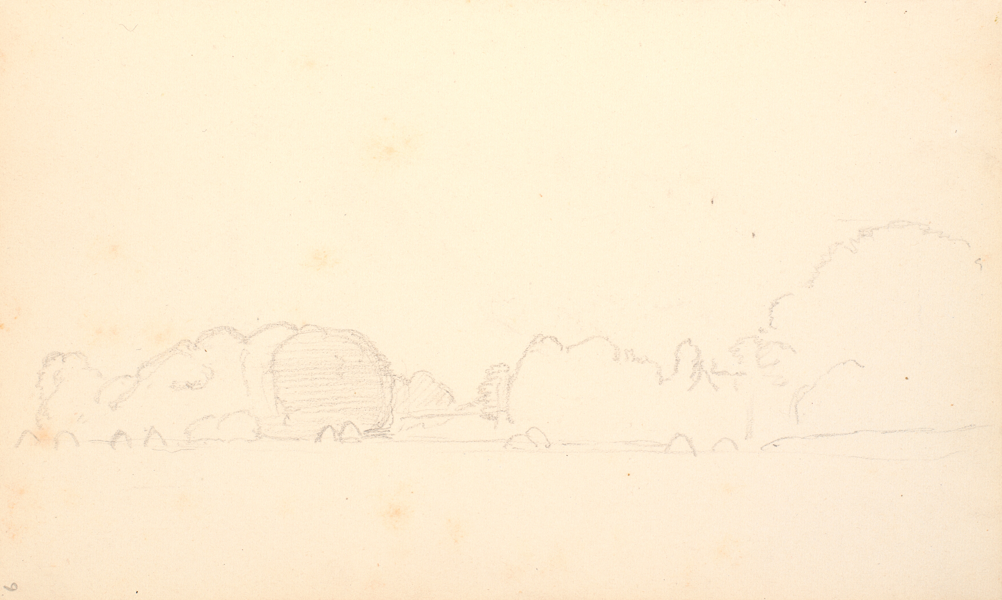 Et skovbryn, i forgrunden en flad mark