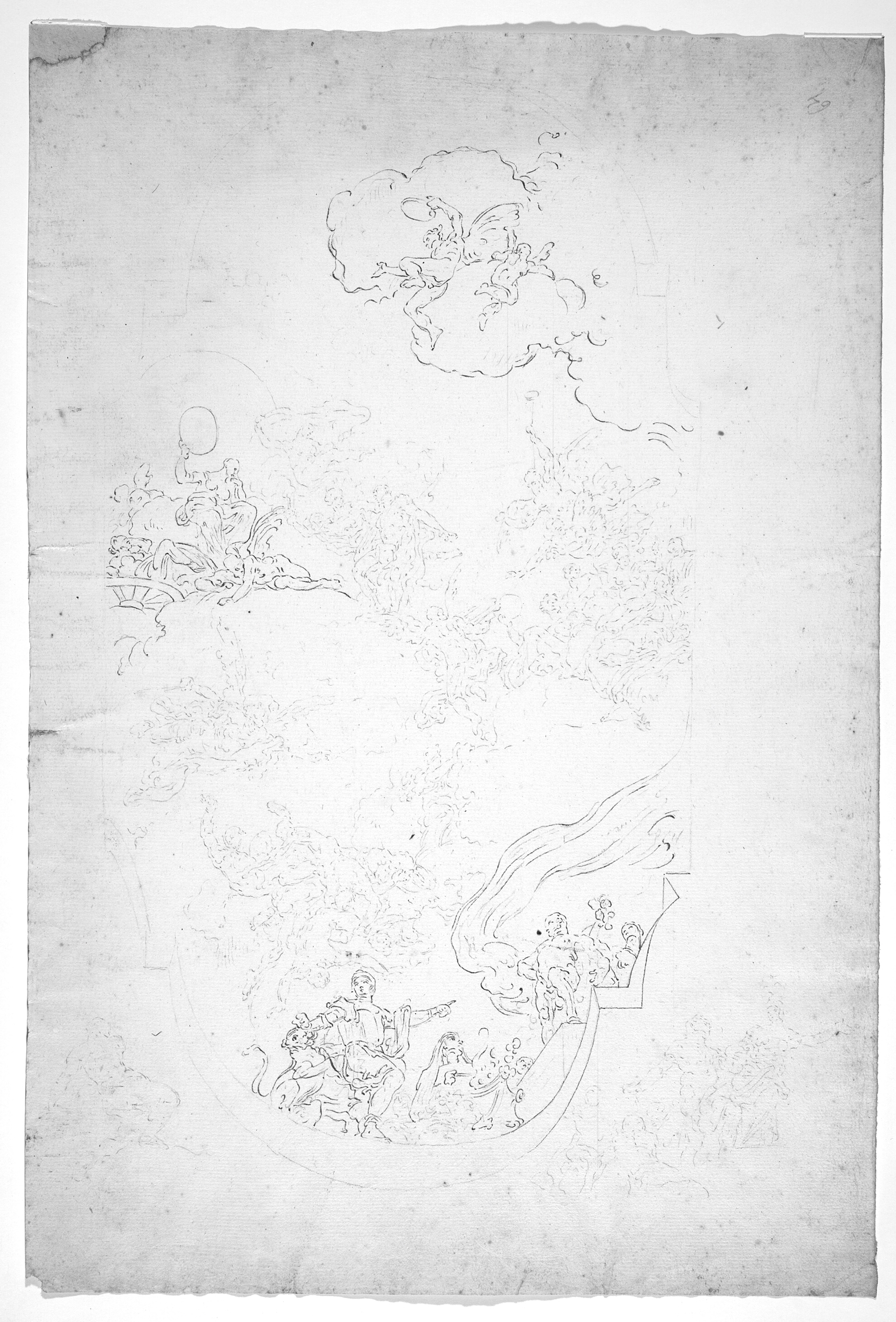 Udkast til loftsudsmykning med allegoriske figurer