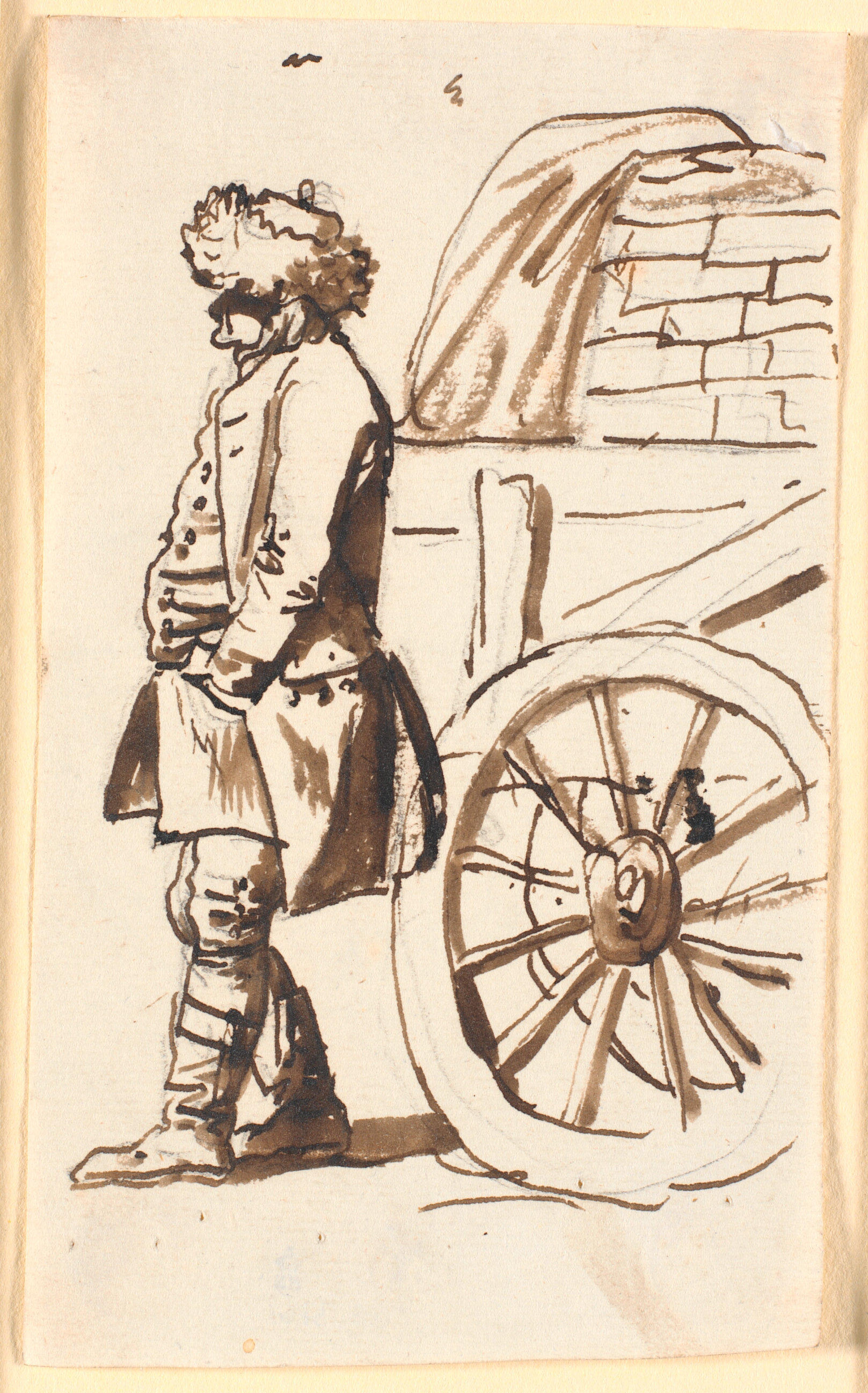 En bondemand med floshue, stående ved et køretøj