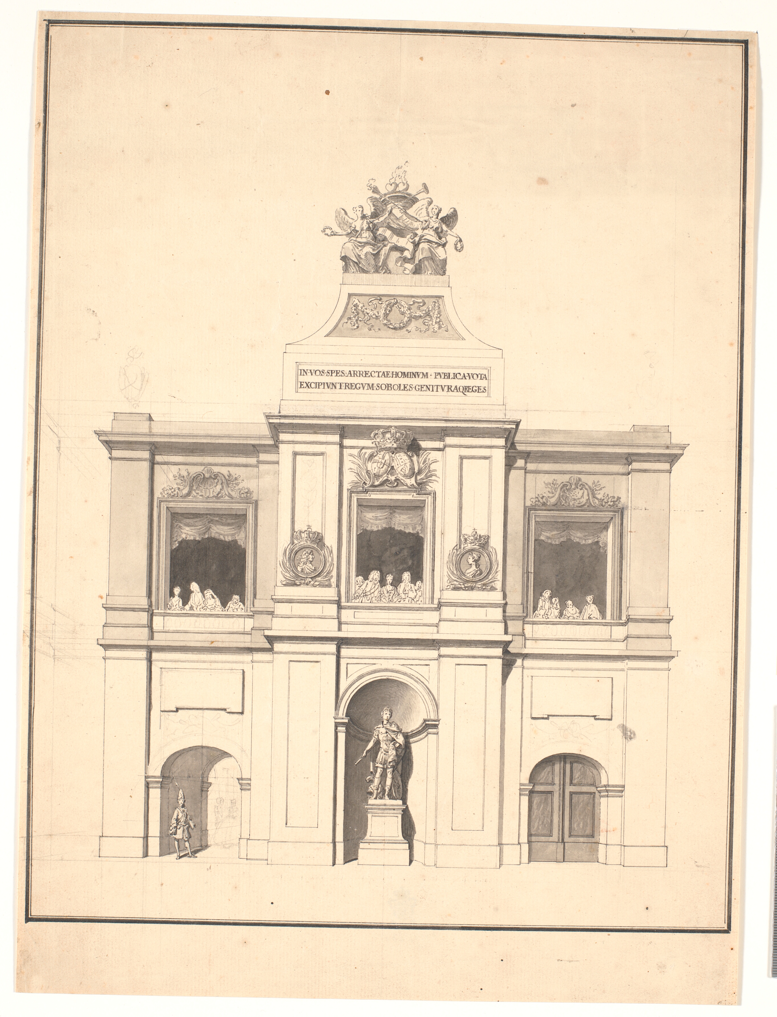 Udkast til en dekorationsbygning i anledning af et kongeligt pars bryllup