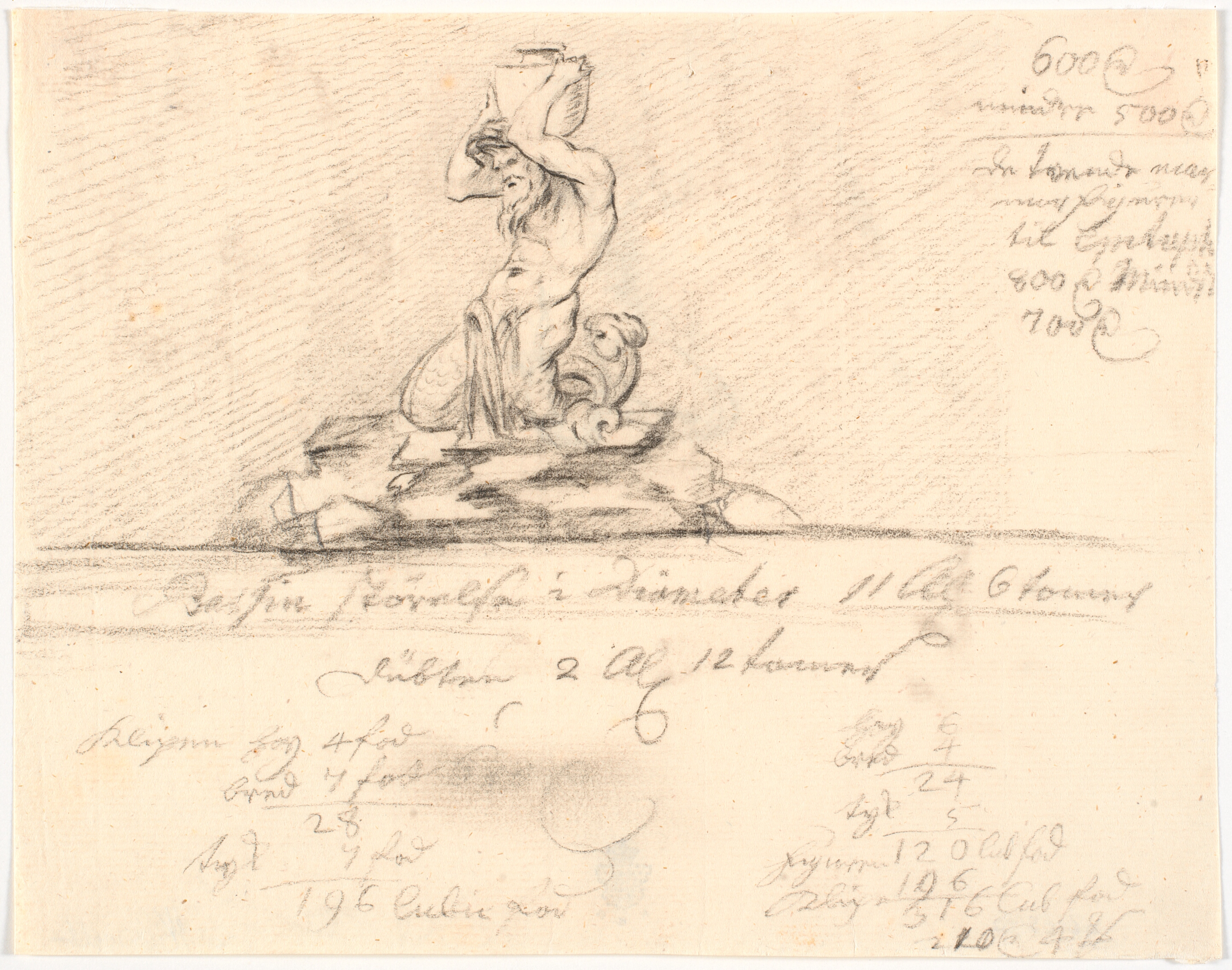 Udkast til springvand med triton