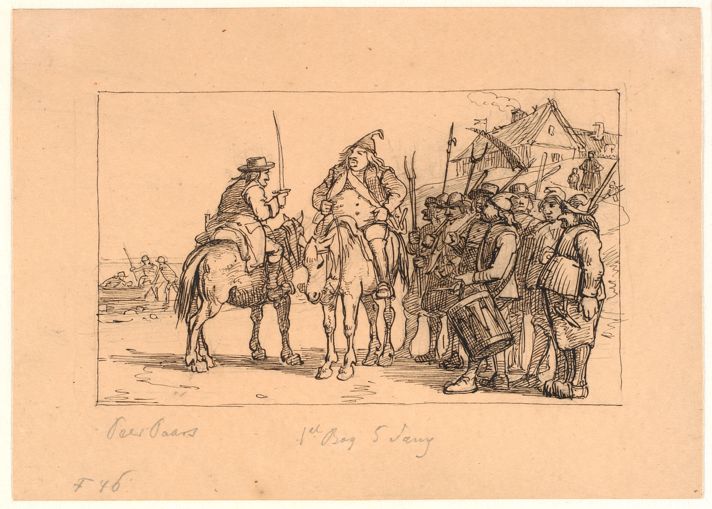 Peder Paars 1. bog 5. sang. Fogeden på Anholt og Jens Blok samler deres tropper