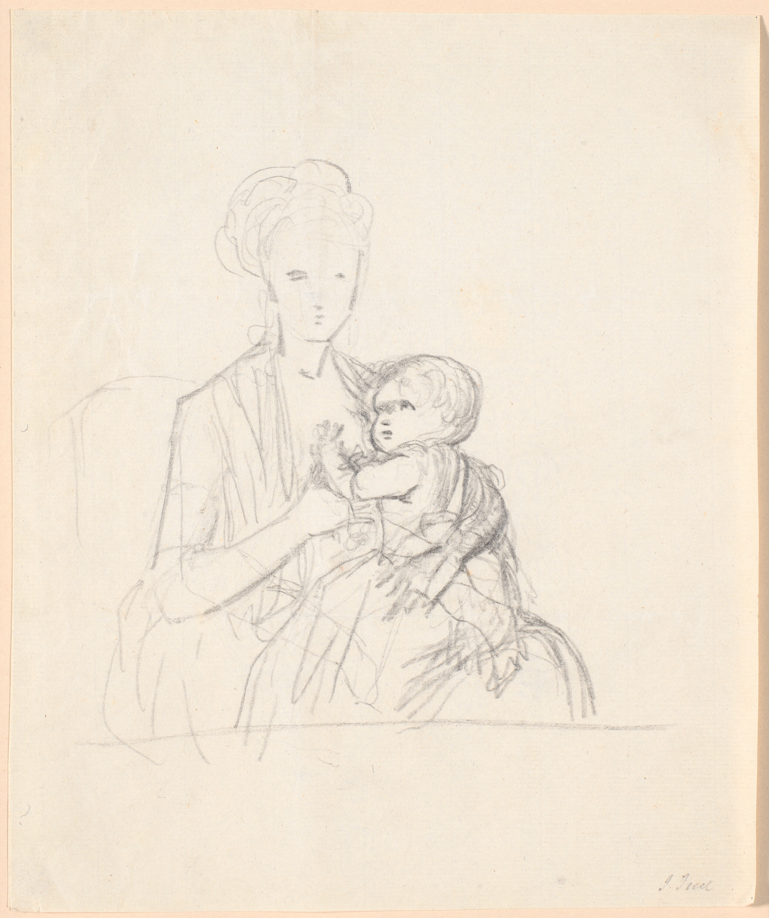 Udkast til portrættet af grevinde Sophie Magdalene Raben, født von Qualen med sin ældste søn, født 1784