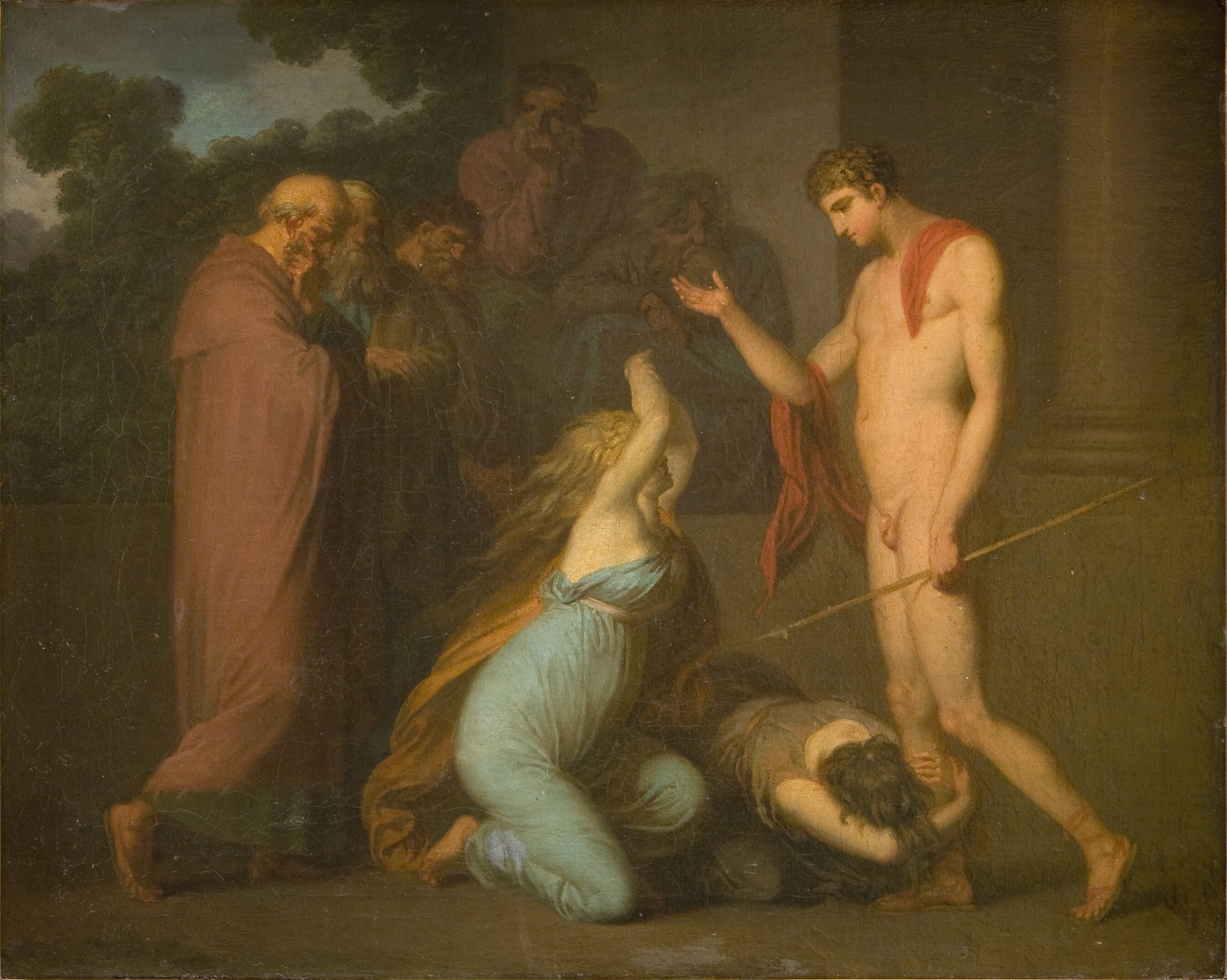 Theseus bønfaldes af Ismene og Antigone