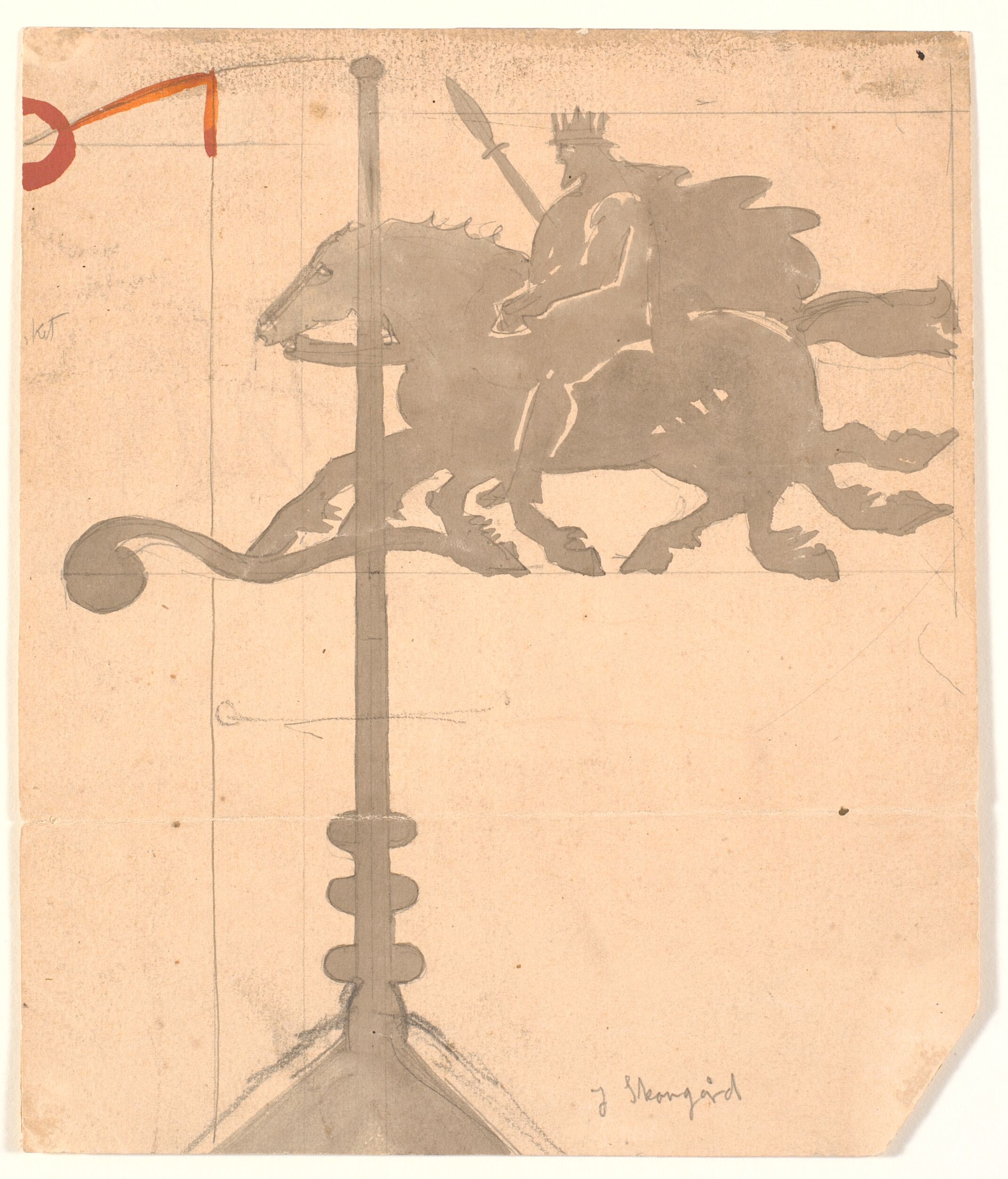 Odin på Sleipuir. Vindfløjen på Vallekilde højskole