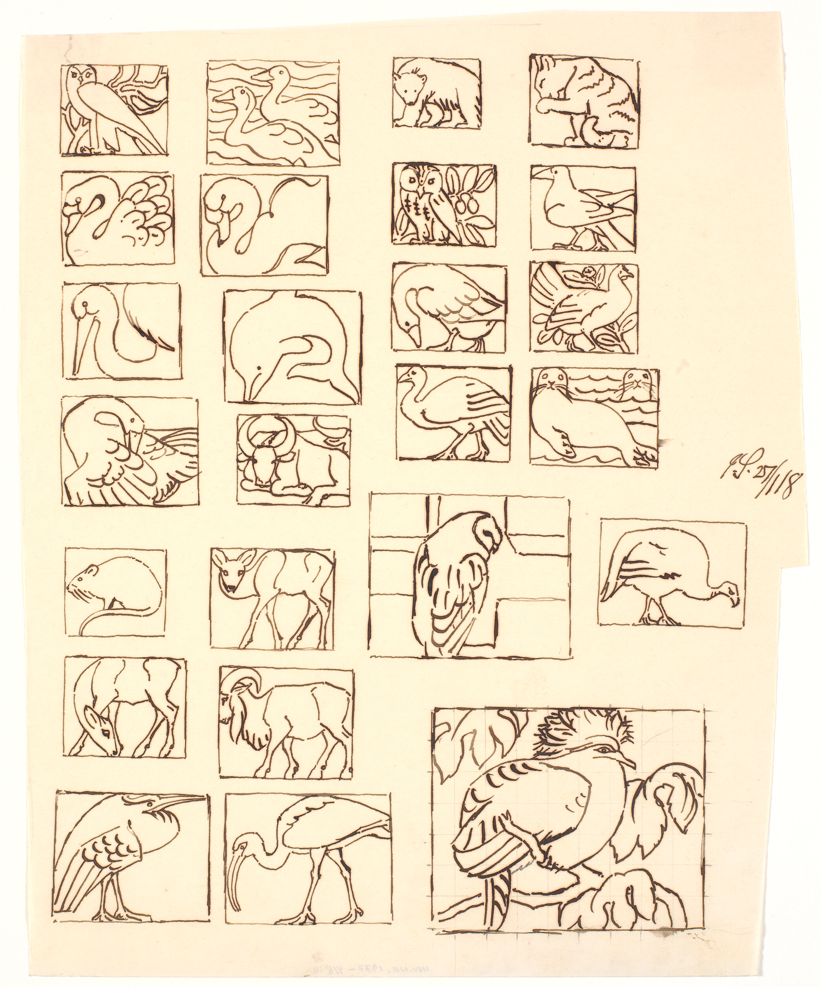 25 vignetter med dyr og fugle