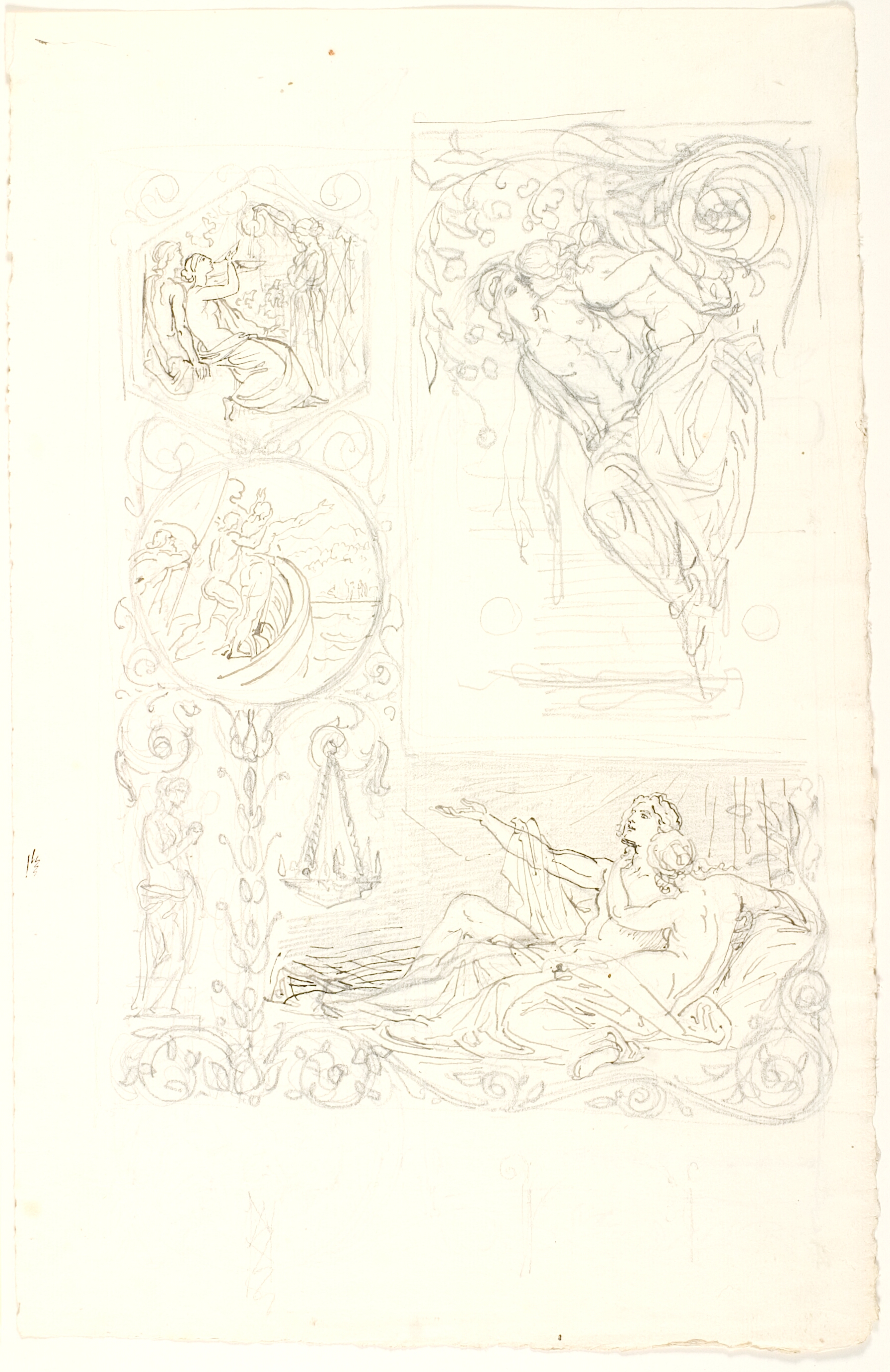 Skitser, bl.a. to til det hvilende par