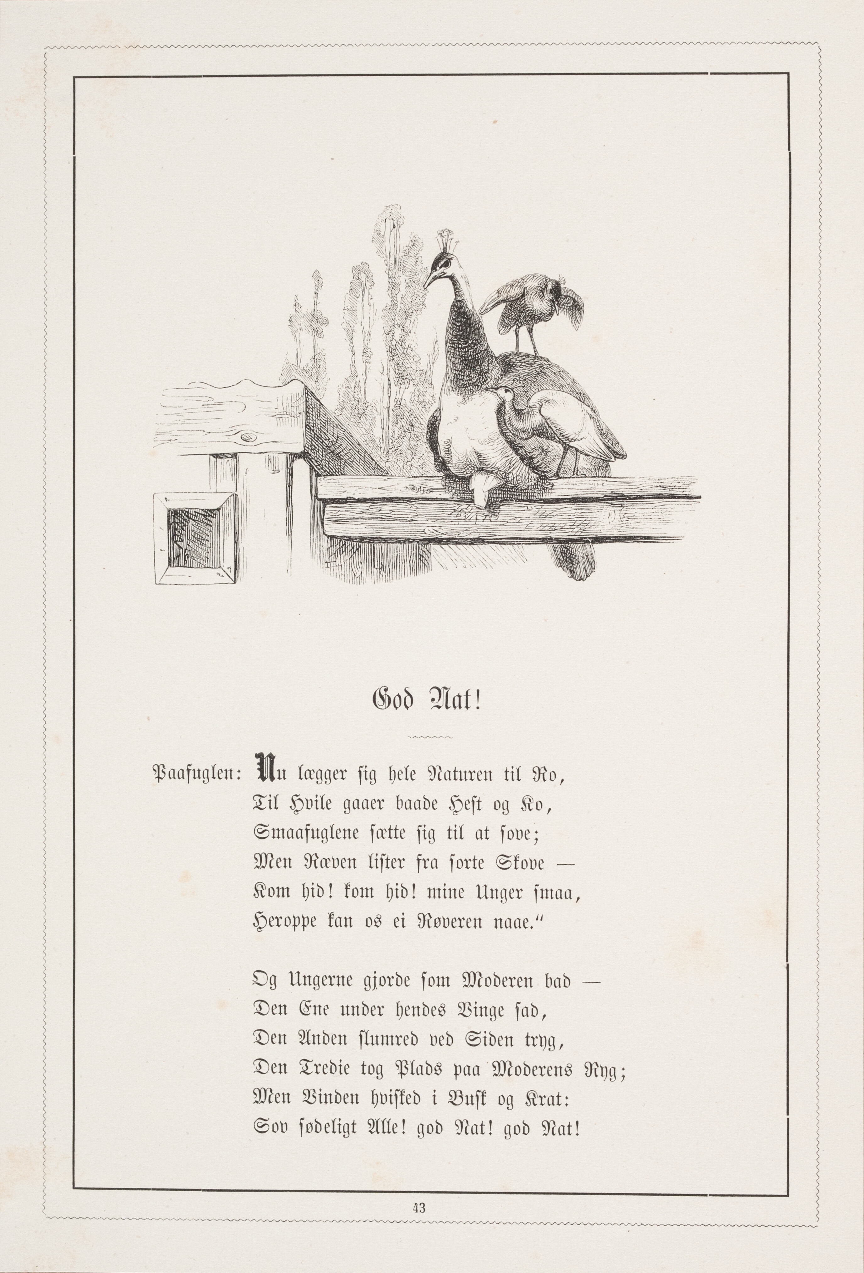 God Nat! Illustration til H.V. Kaalund, "Fabler for Børn"