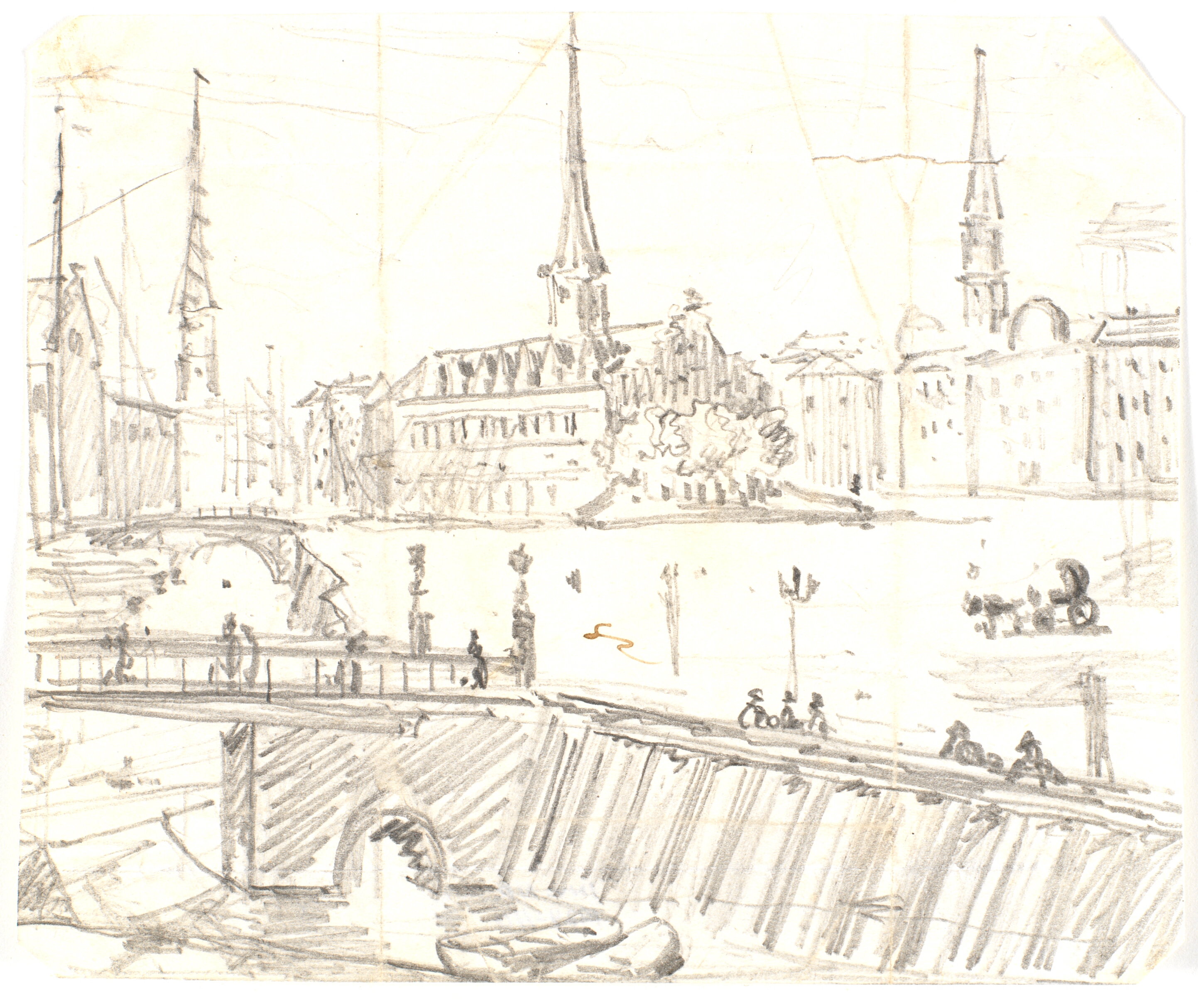 Udsigt fra Gl. Strand over Højbro til Børsen