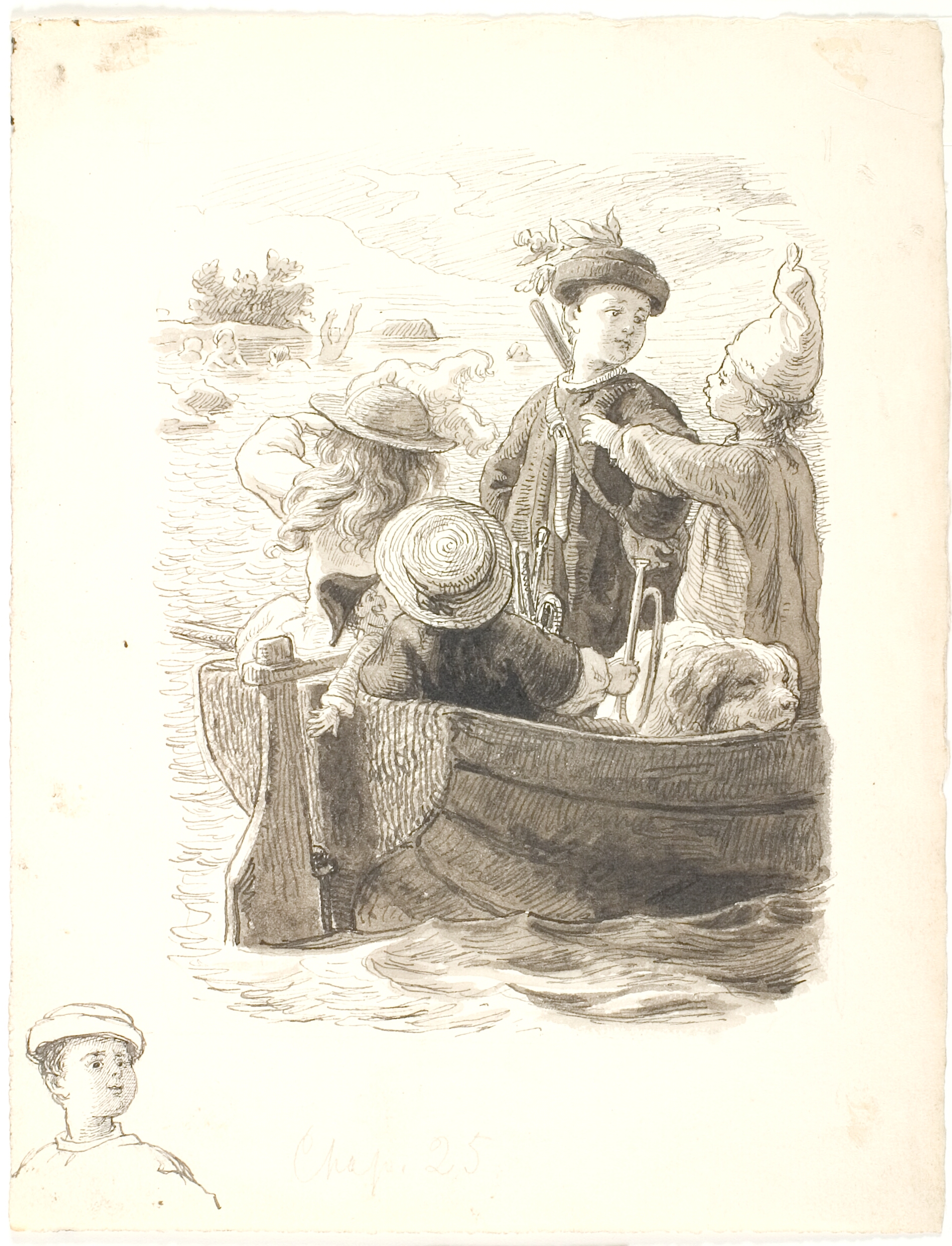 De fire børn i en båd