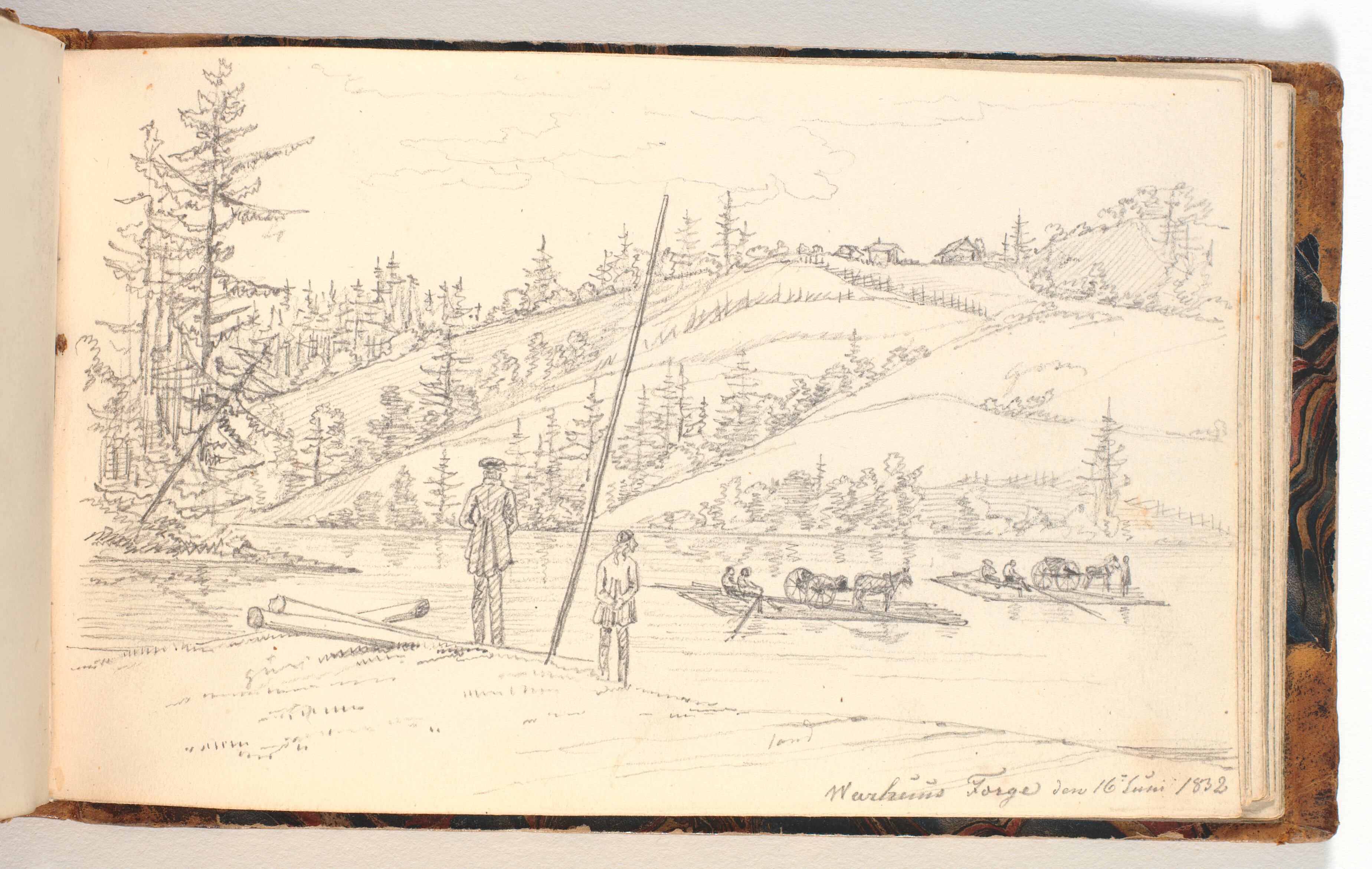 Fjordlandskab med pramme