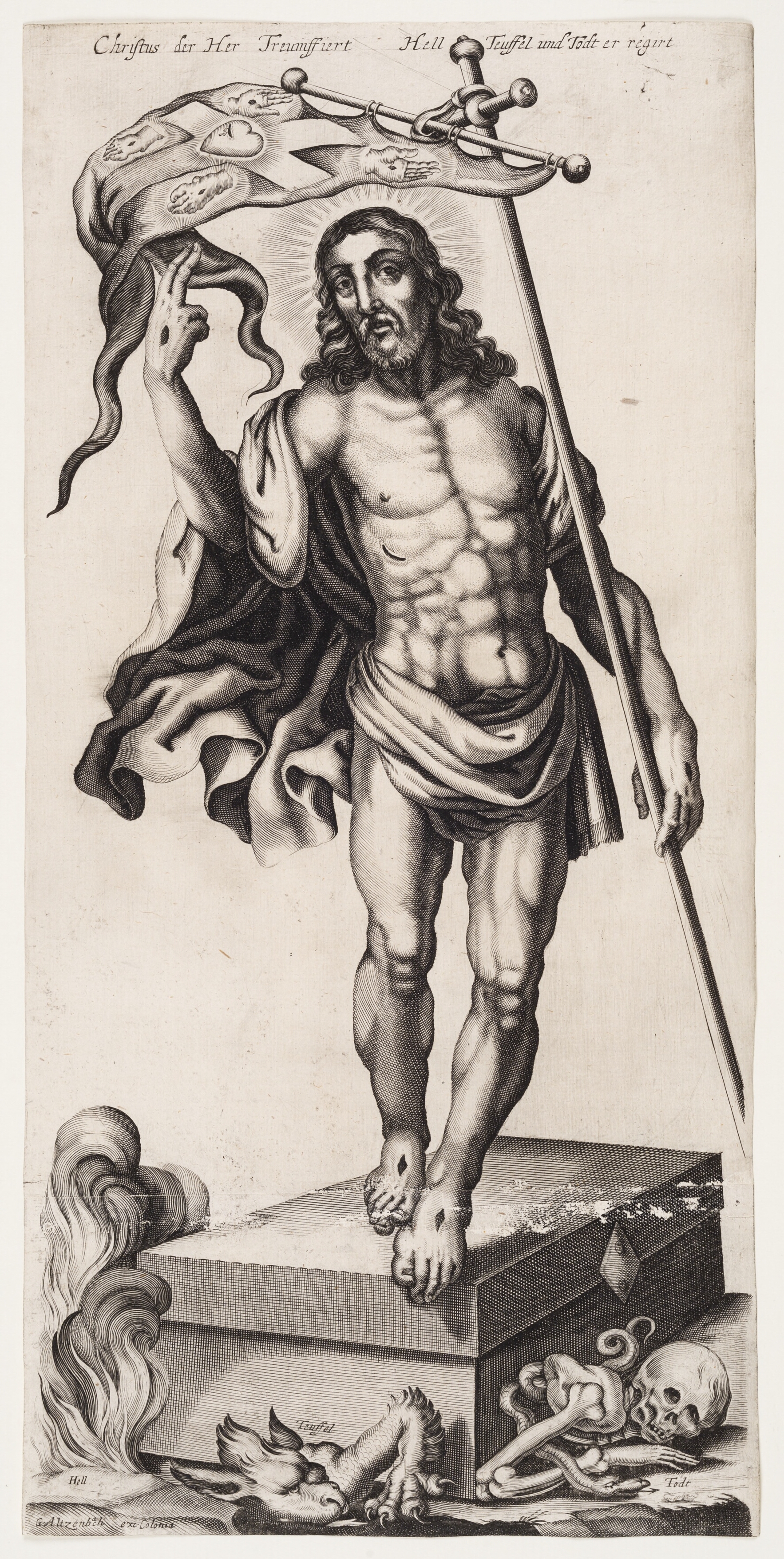 Den genopstandne Kristus som triumfator over helvedet, djævelen og døden