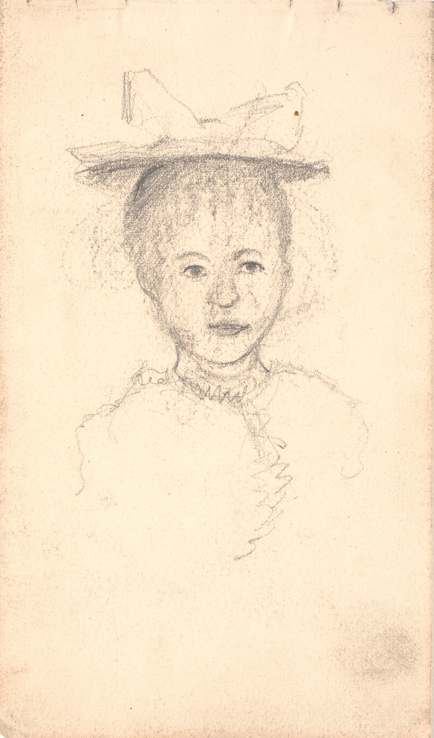 Ung pige med hat. Brystbillede