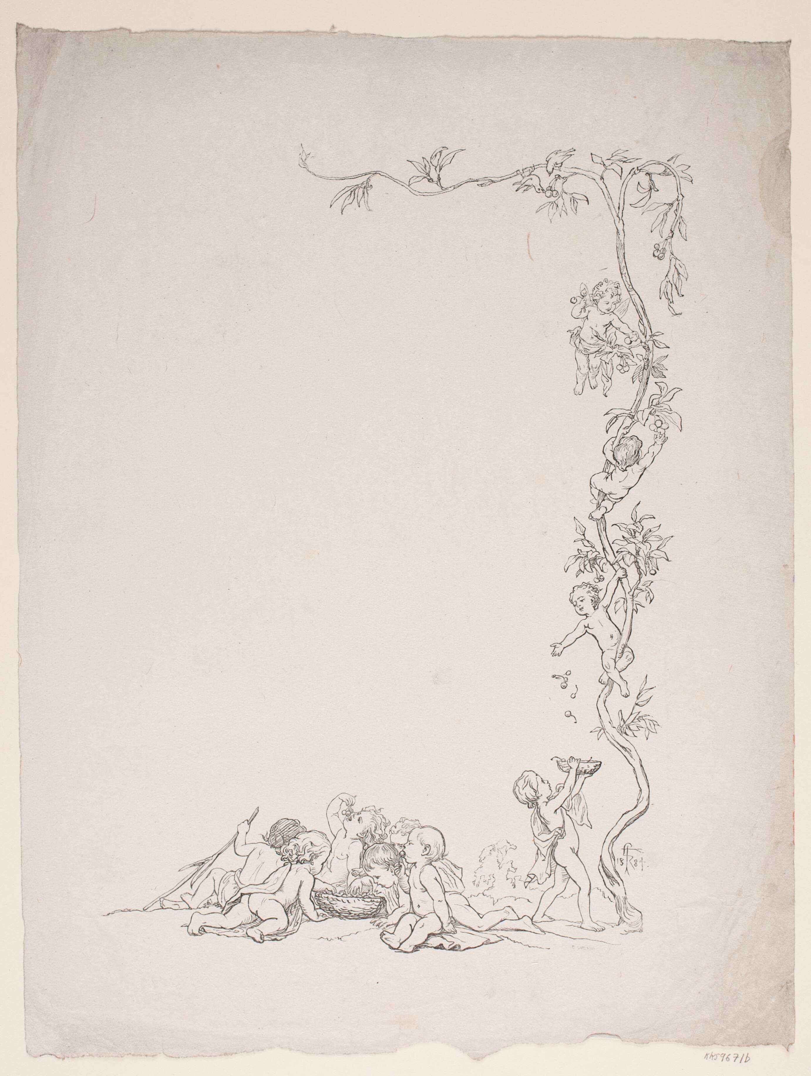 Basaren for plejemødre. Randtegning til festprogrammet