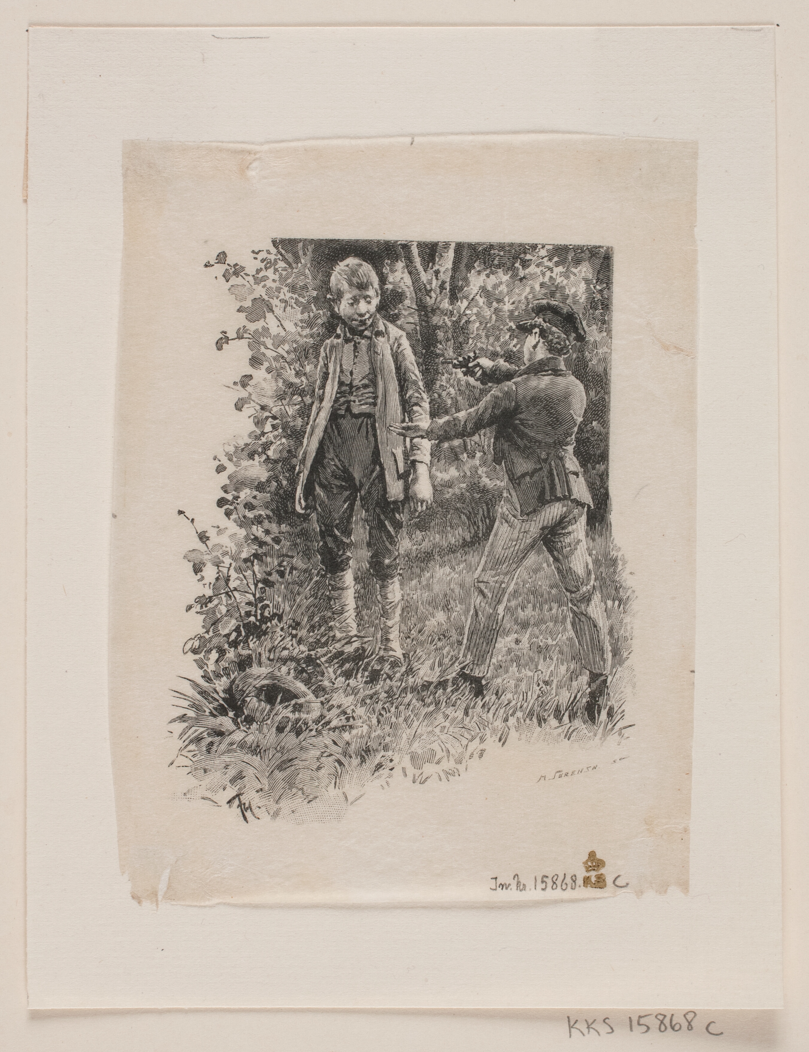 Prøvetryk til illustration til P. M. Møller: "En dansk students eventyr"