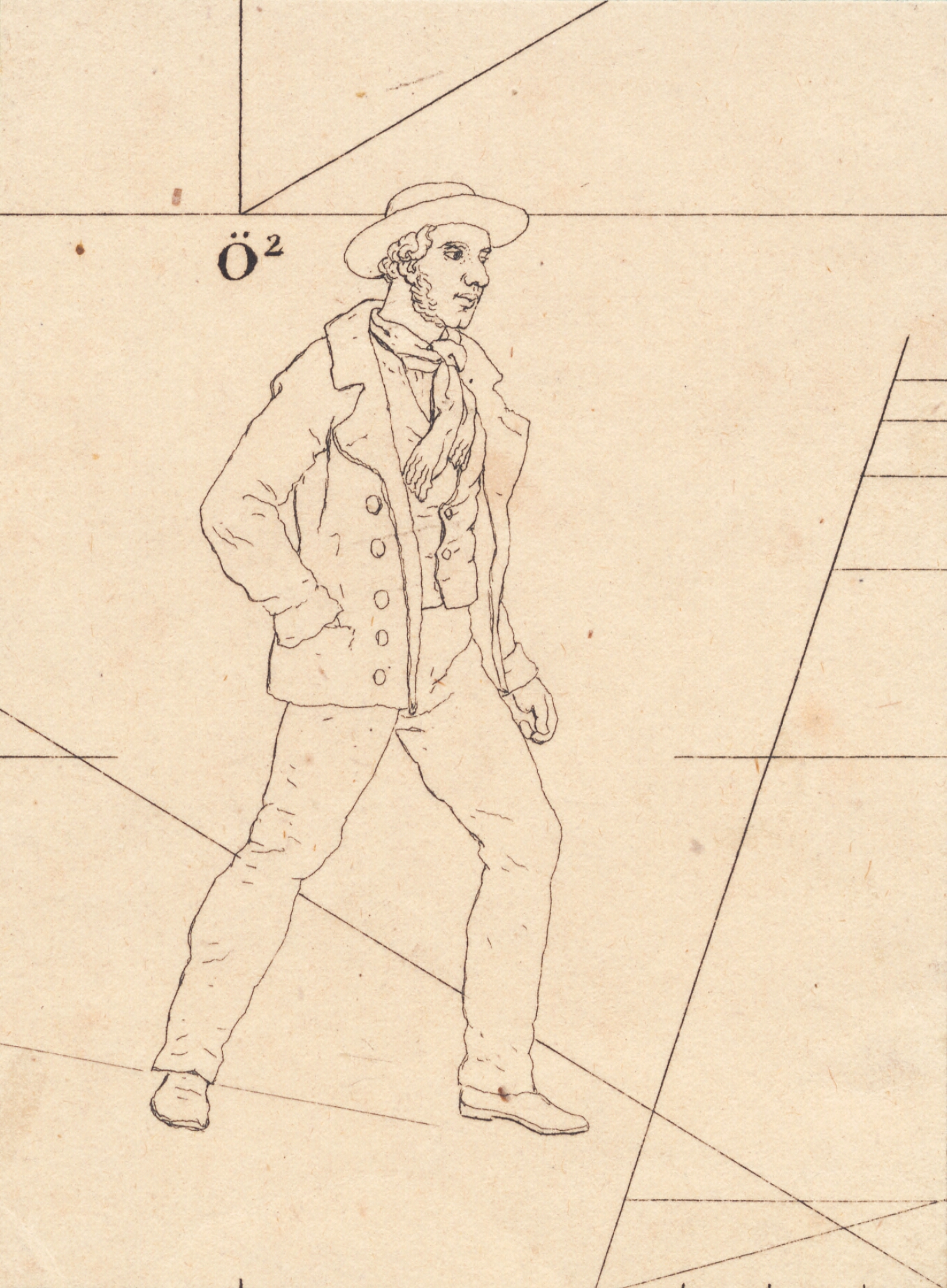 Gående sømand. Illustration til "Linearperspectiven", Tavle VII