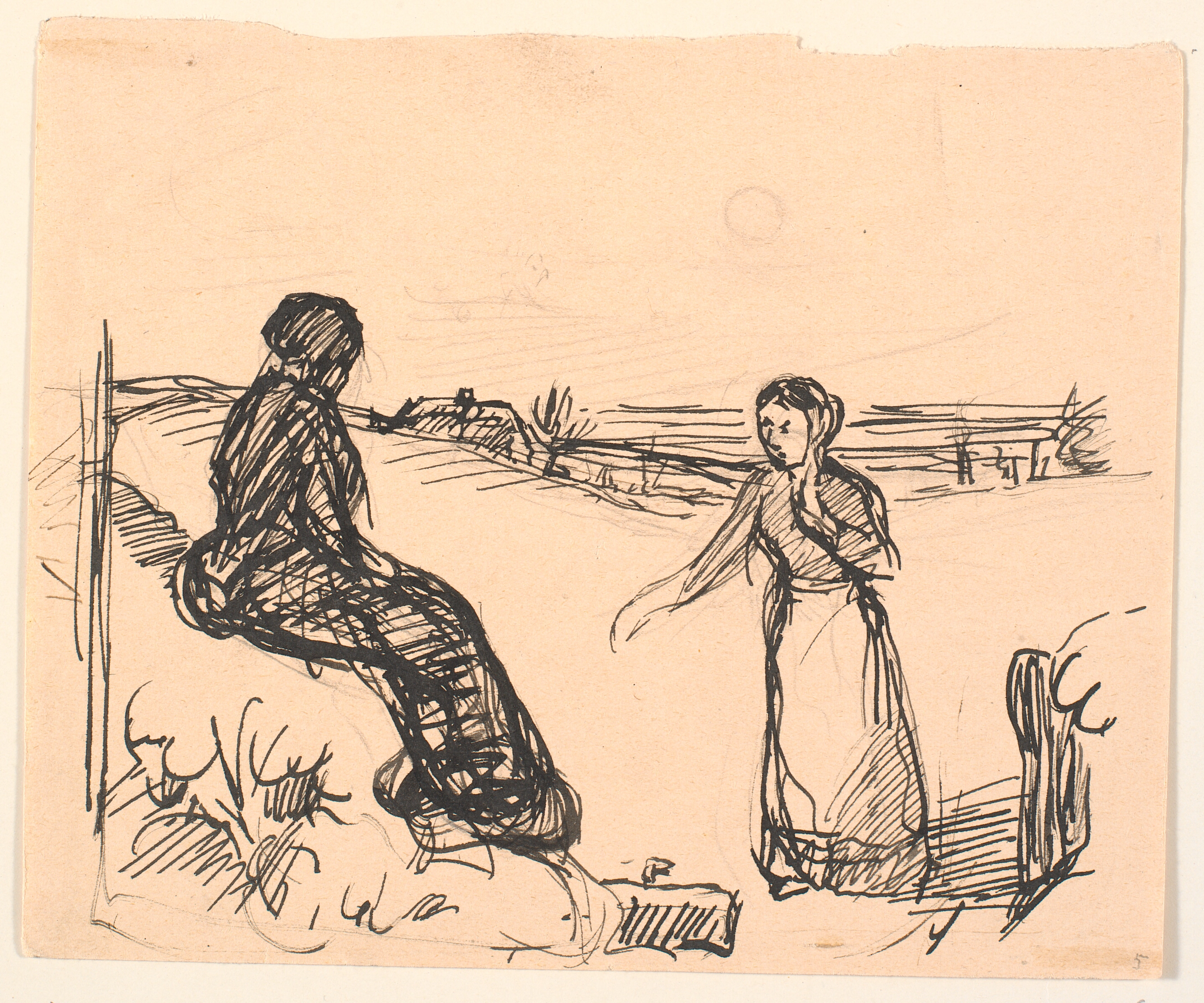 Der ude i Sneen sad en Kone i lange sorte Klæder...