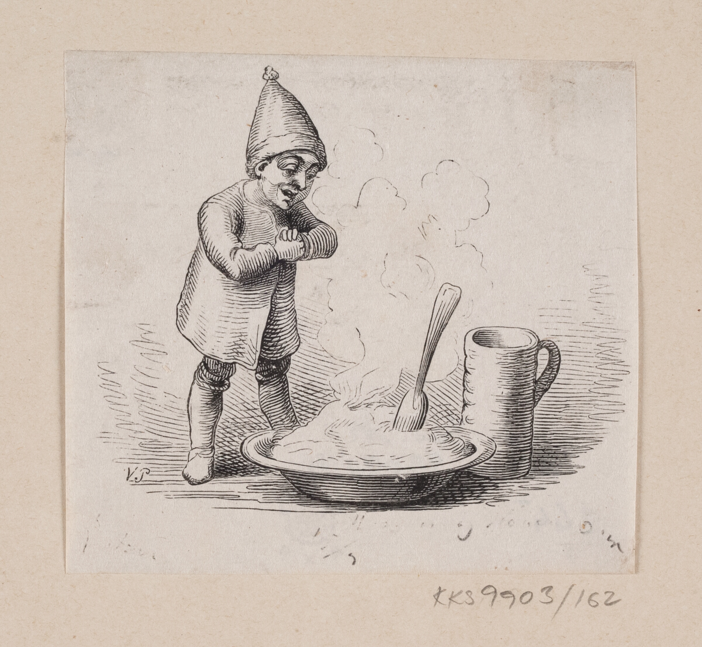 Illustration til "Nissen hos Spekhøkeren" i H.C. Andersen, "Eventyr og Historier", Bind 2