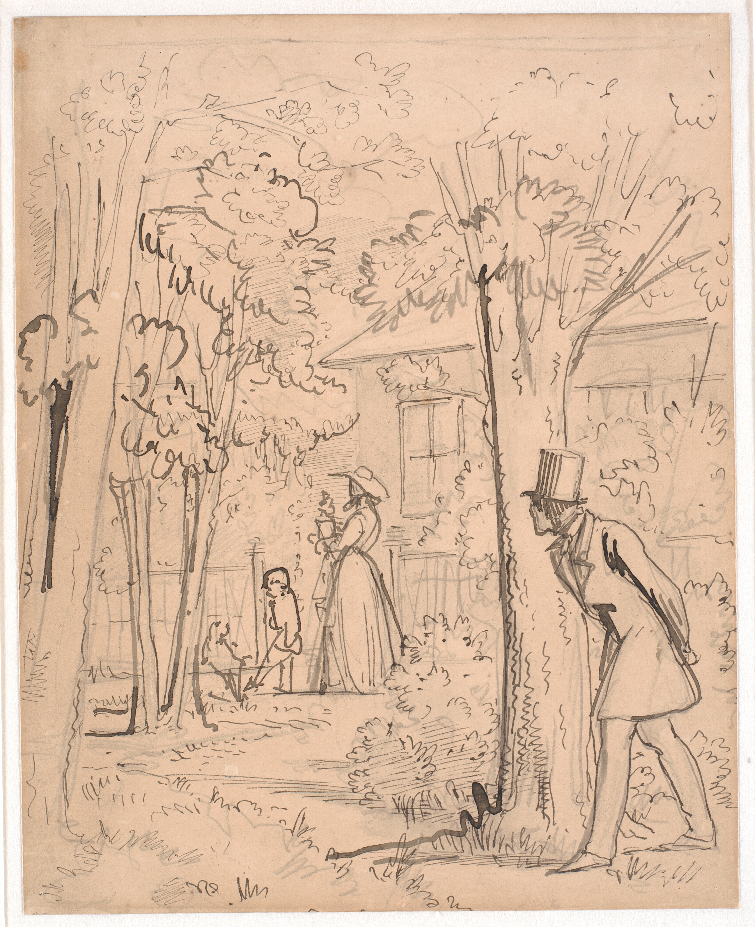 Ung mand iagttager i haven den elskedes færd (på lur)