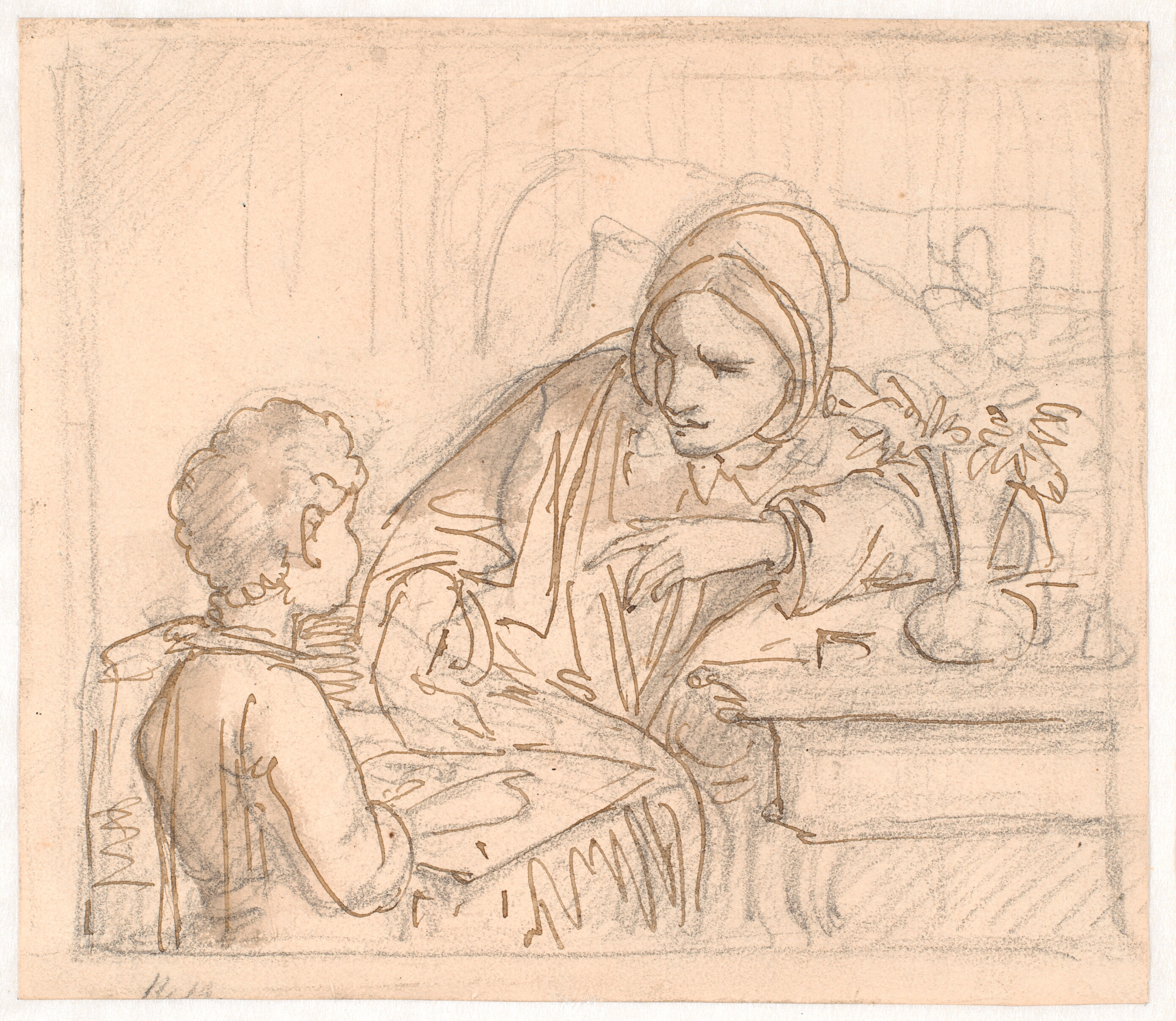 Annette Hage viser sin brodersøn Hother billeder