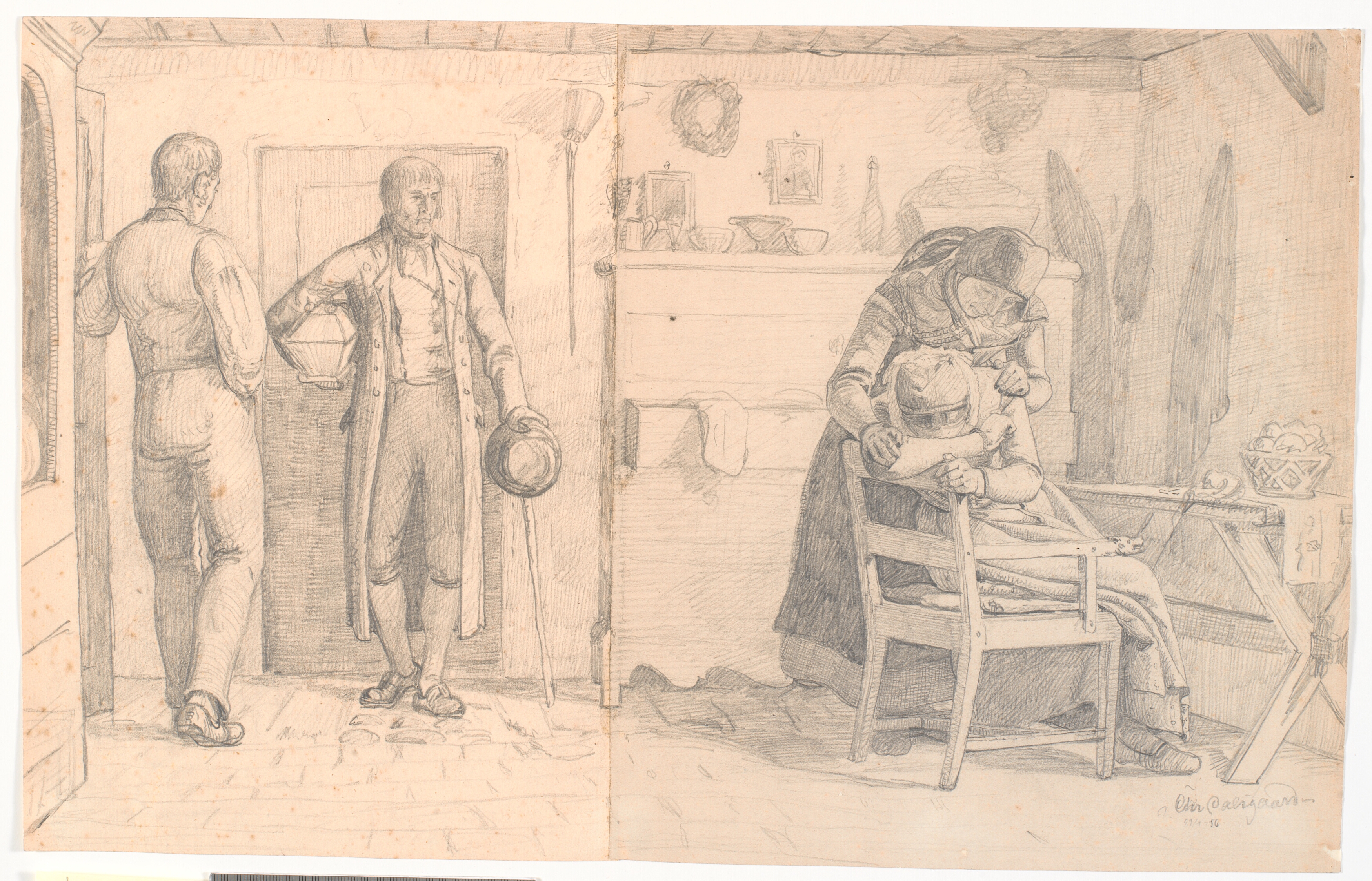 Snedkeren bringer ligkisten til det døde barn