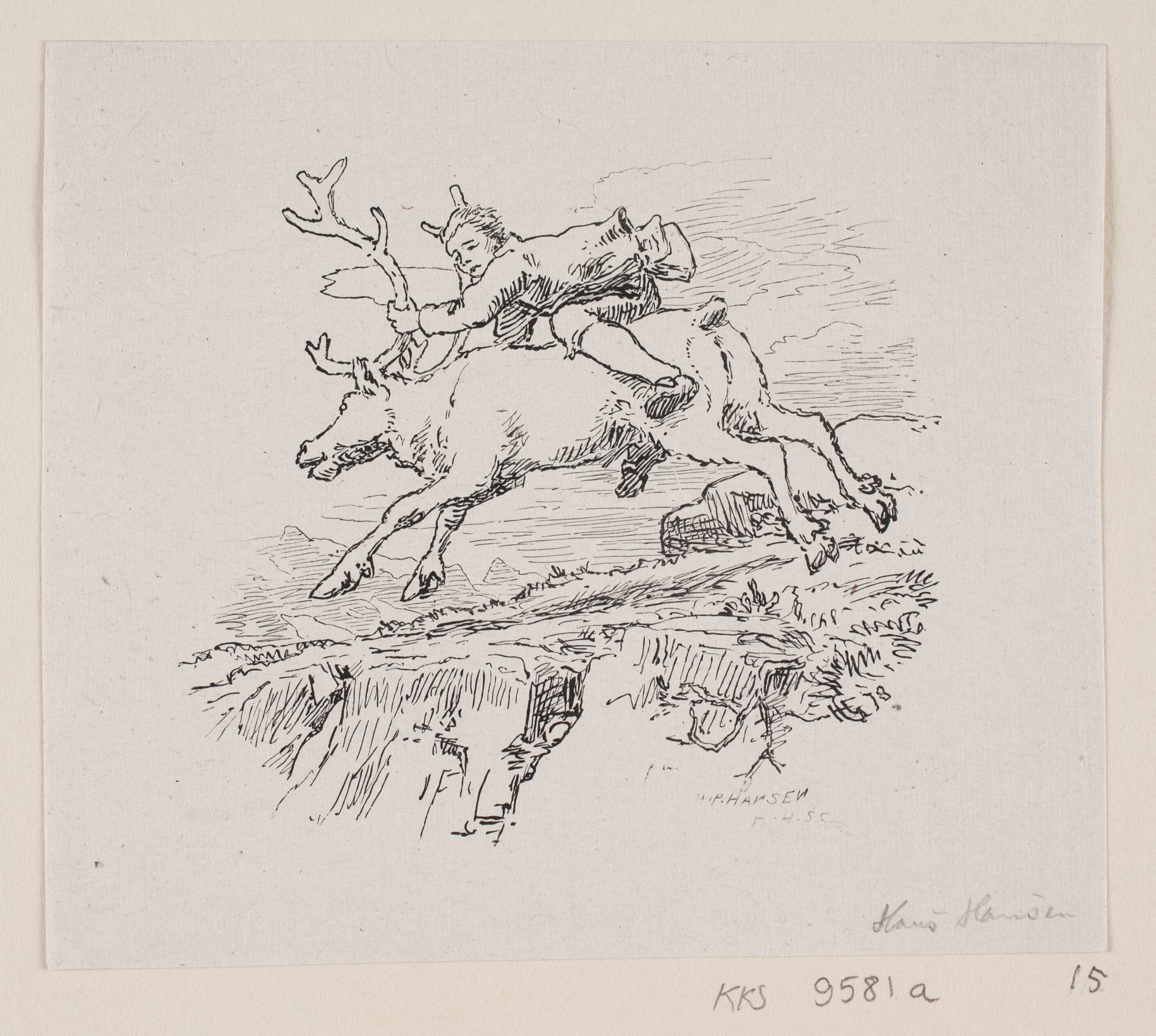 Ung mand på ryggen af et løbende rensdyr