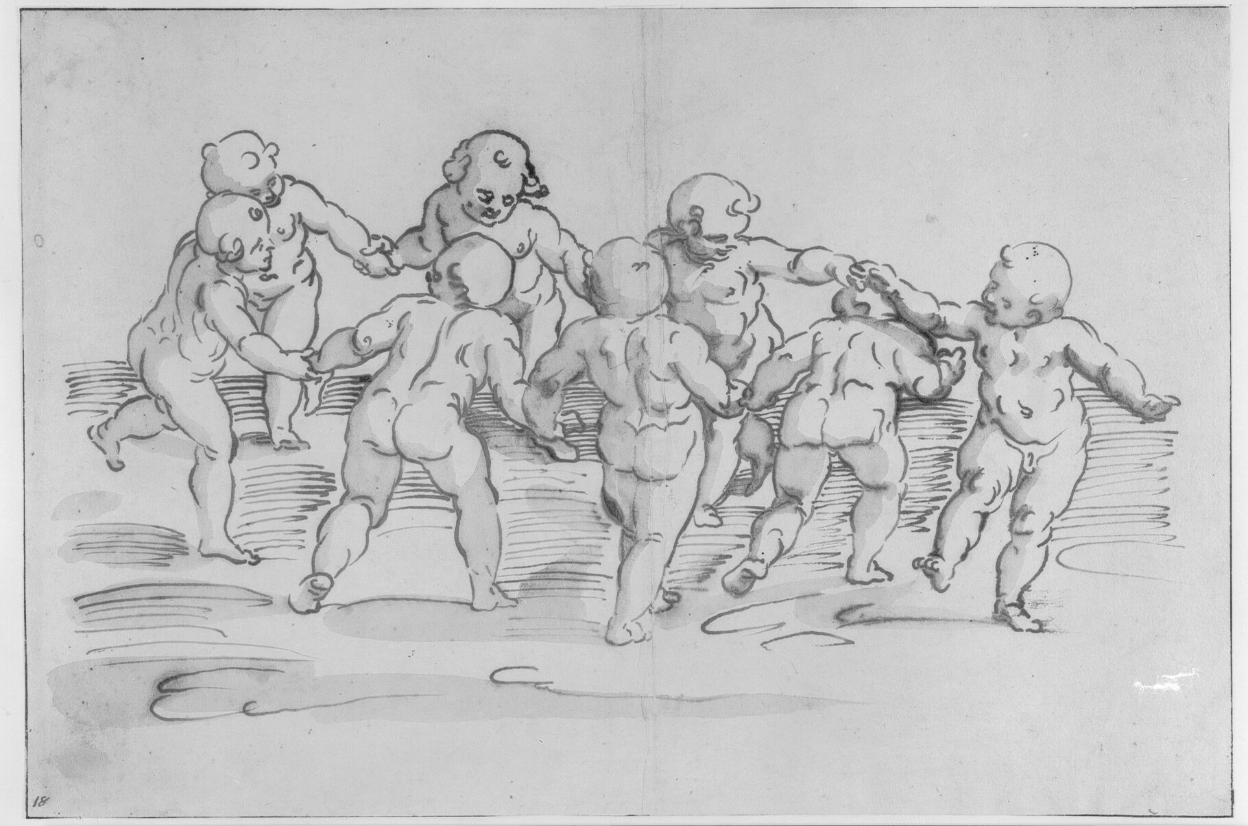 Otte putti dansende i en cirkel