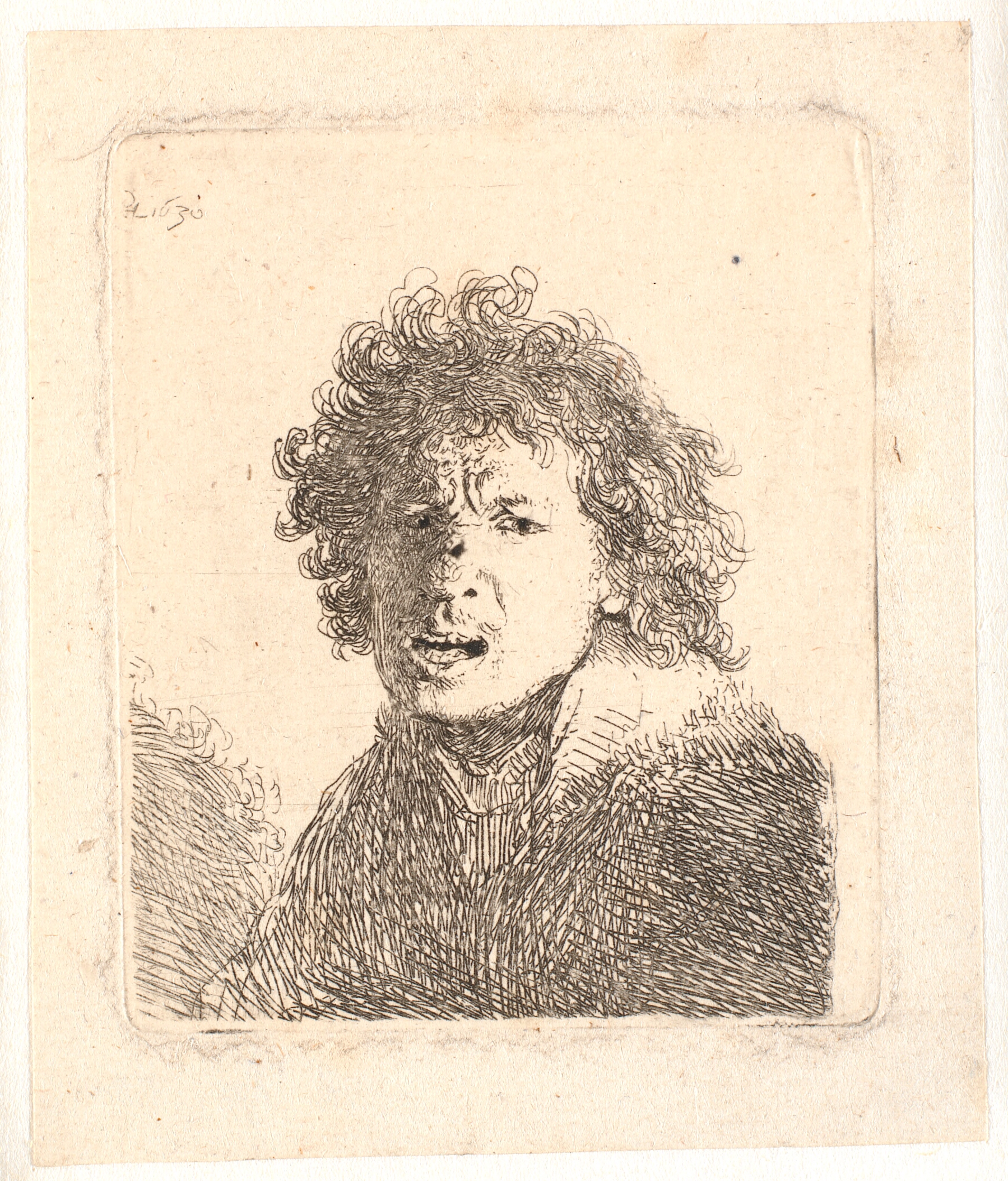 Selvportræt med åben mund