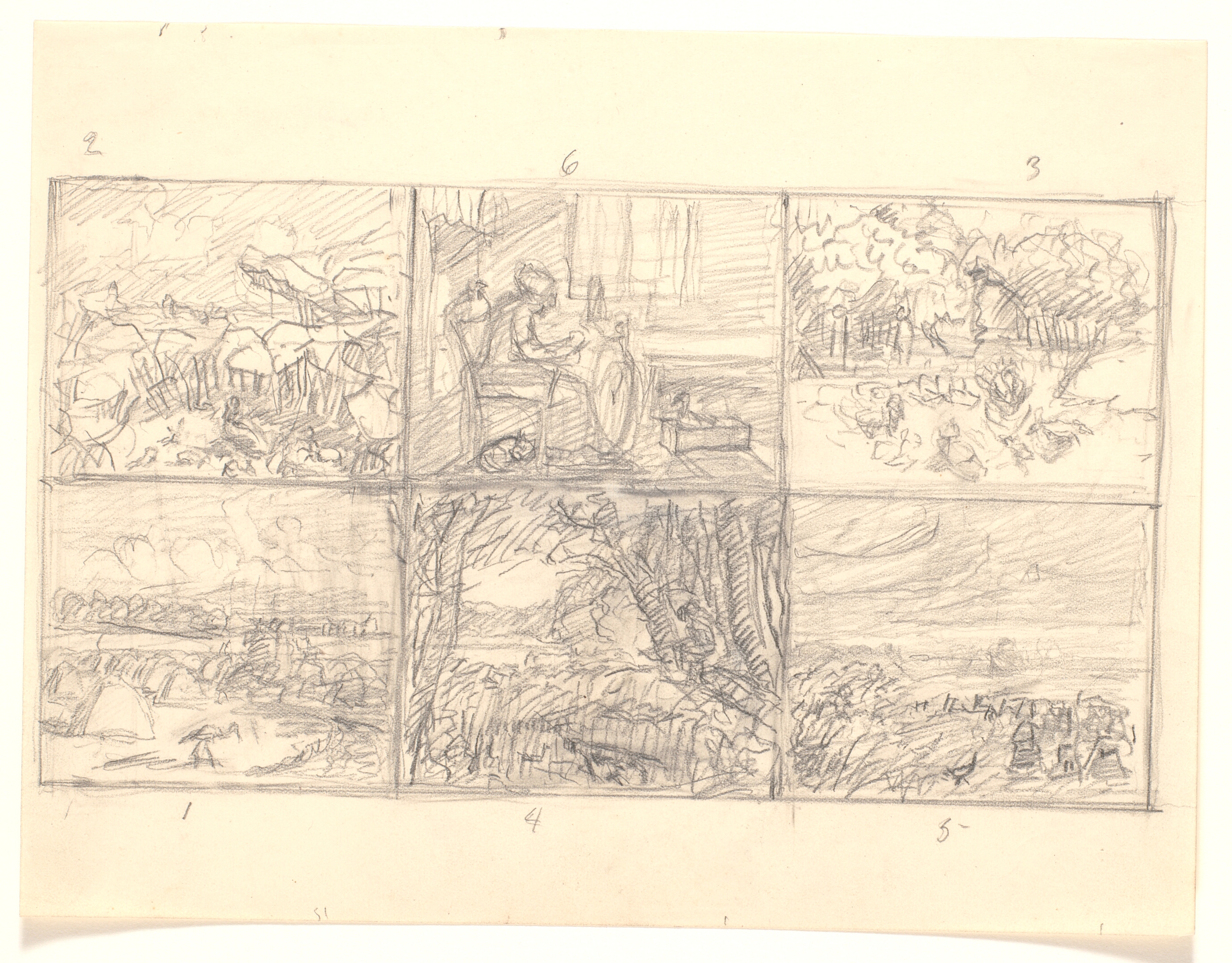 Skitseblad med 6 skitser til "Den grimme ælling"