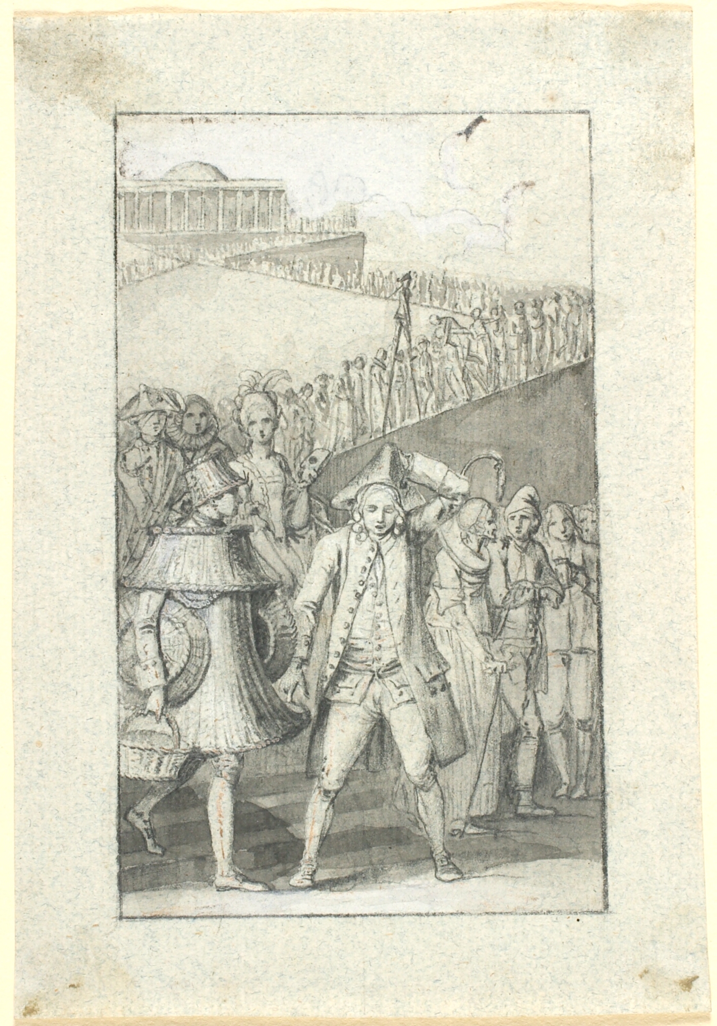 Udkast til illustration til Johs. Ewalds fortælling "Lykkens tempel. En drøm" i udgaven af hans samlede skrifter