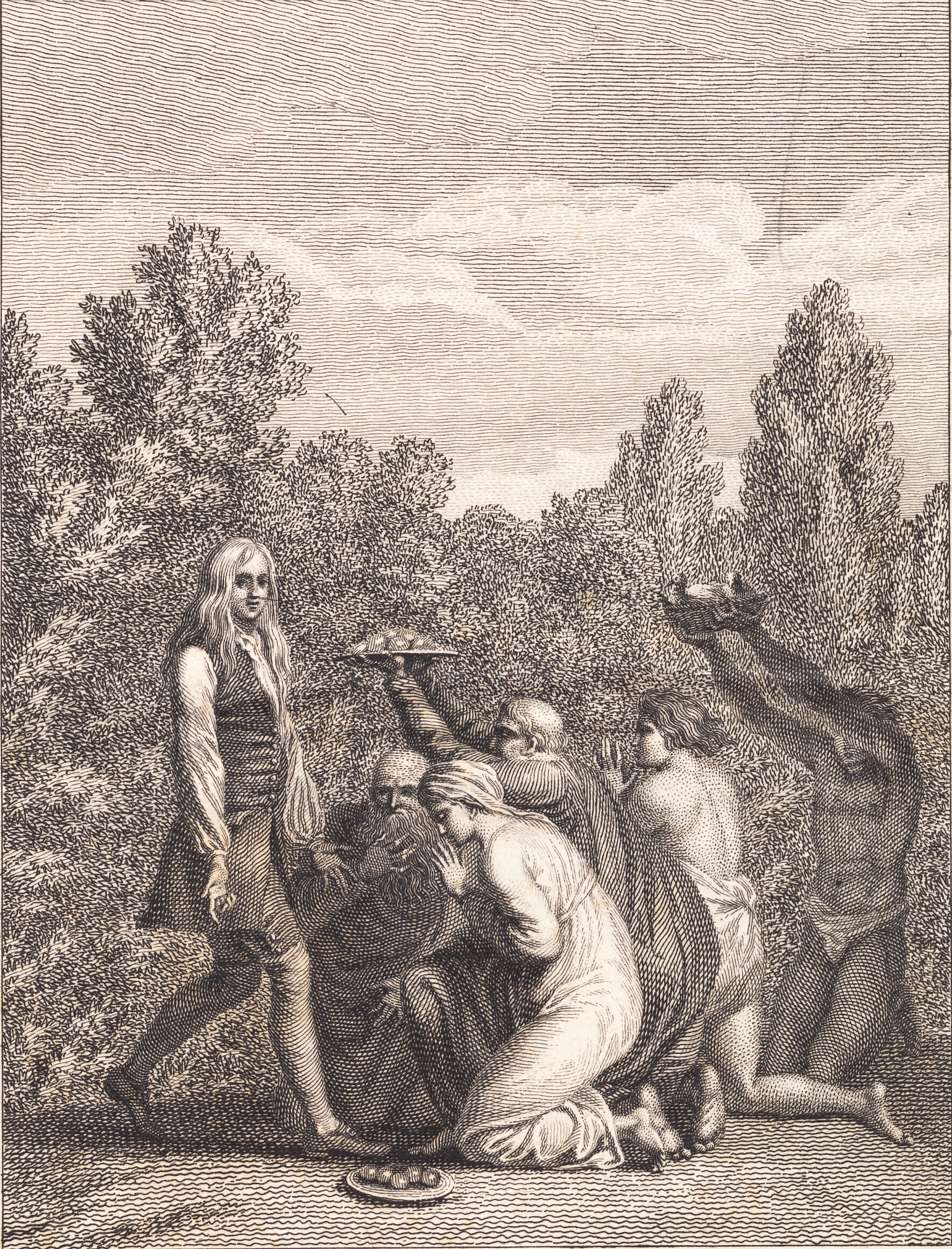 Niels Klim hyldes af Qvamiterne, der bringer ham gaver og knæler for ham