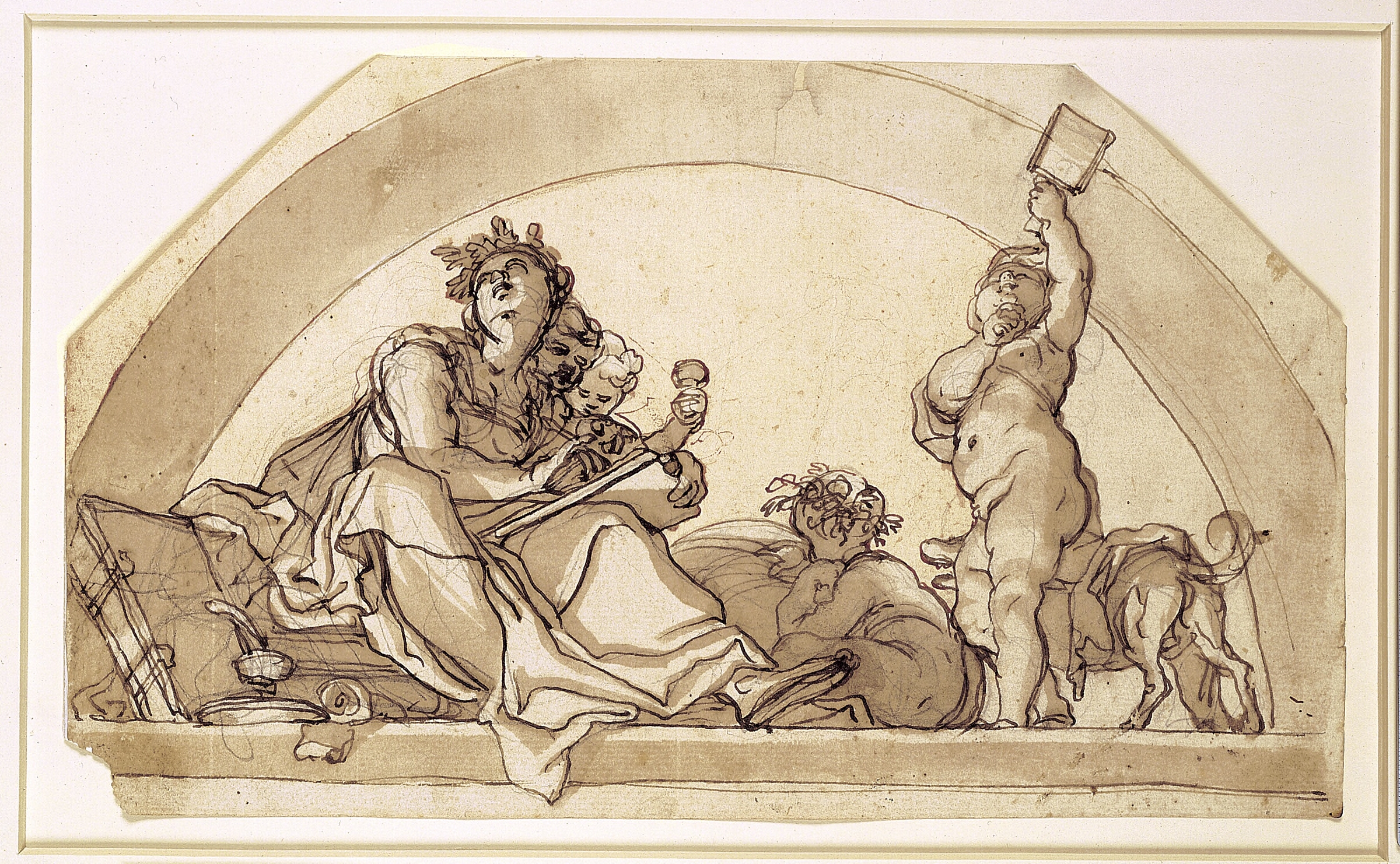 Digtekunsten omringet af børn i en lynette