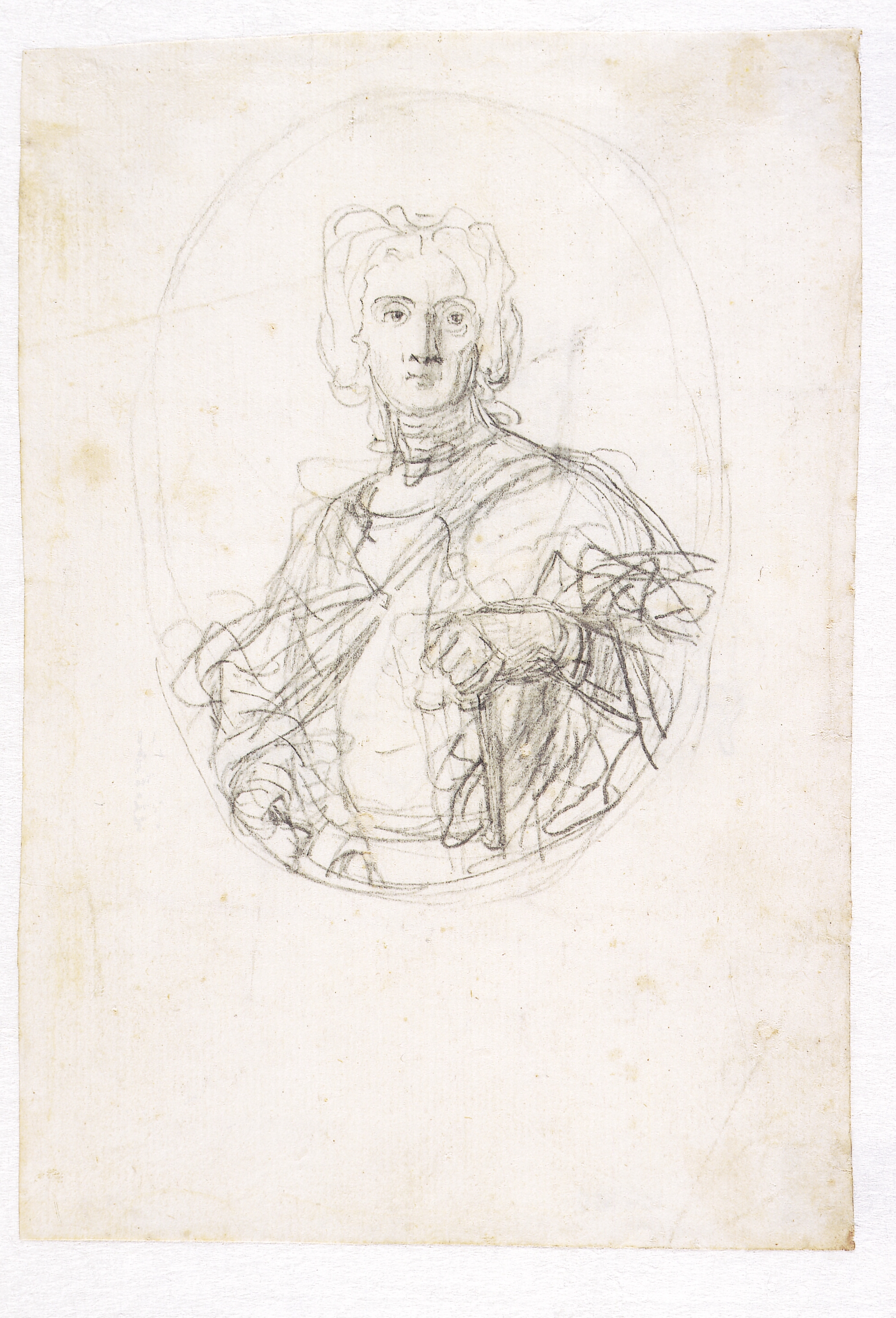 Oval med portrættet af en mand i rustning