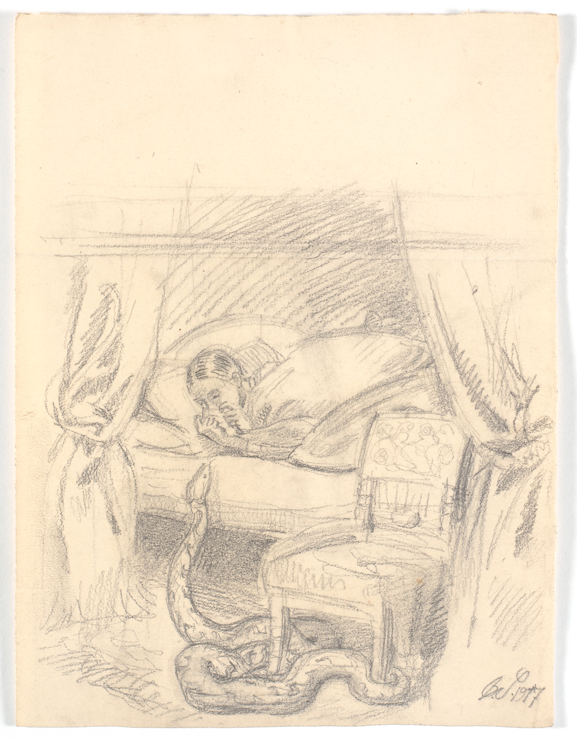 En stor slange er på vej op i sengen til en pige