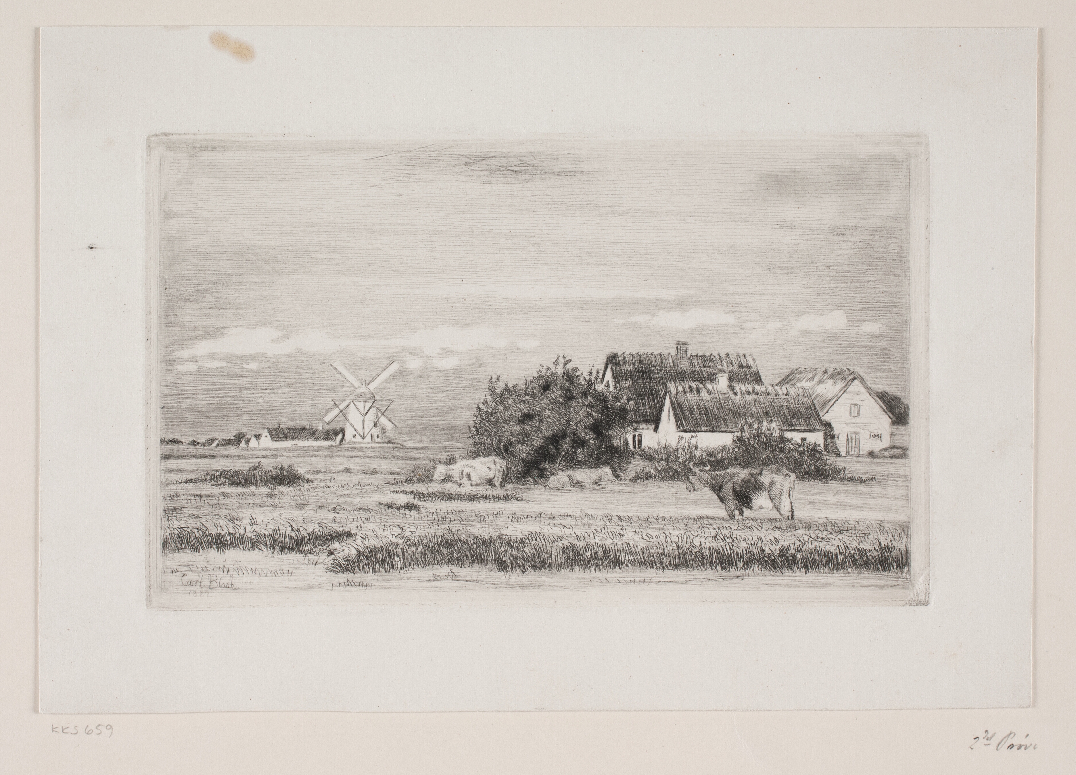 Landskab med bondegård og mølle