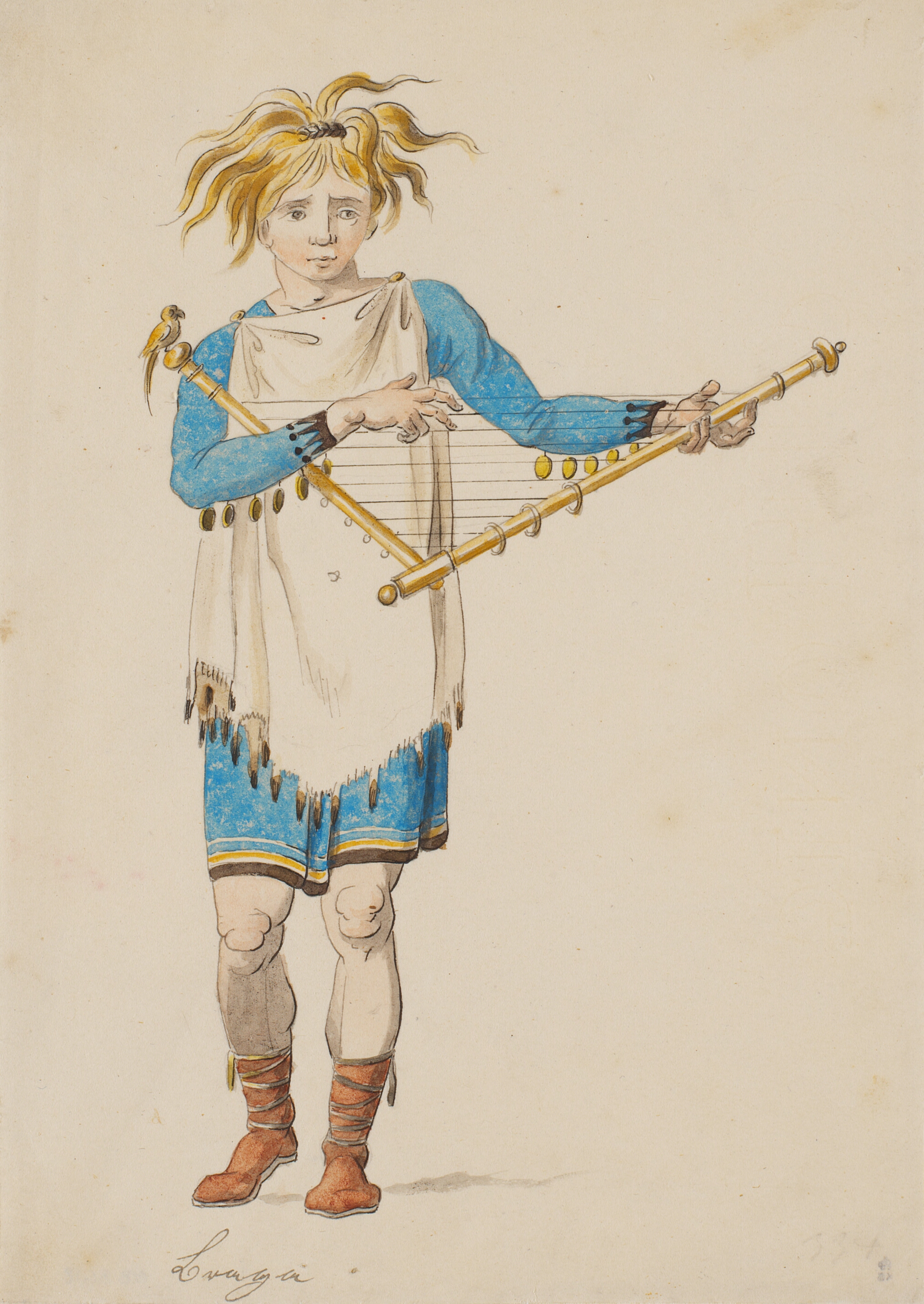 En ung mand med et strengespil i hånden